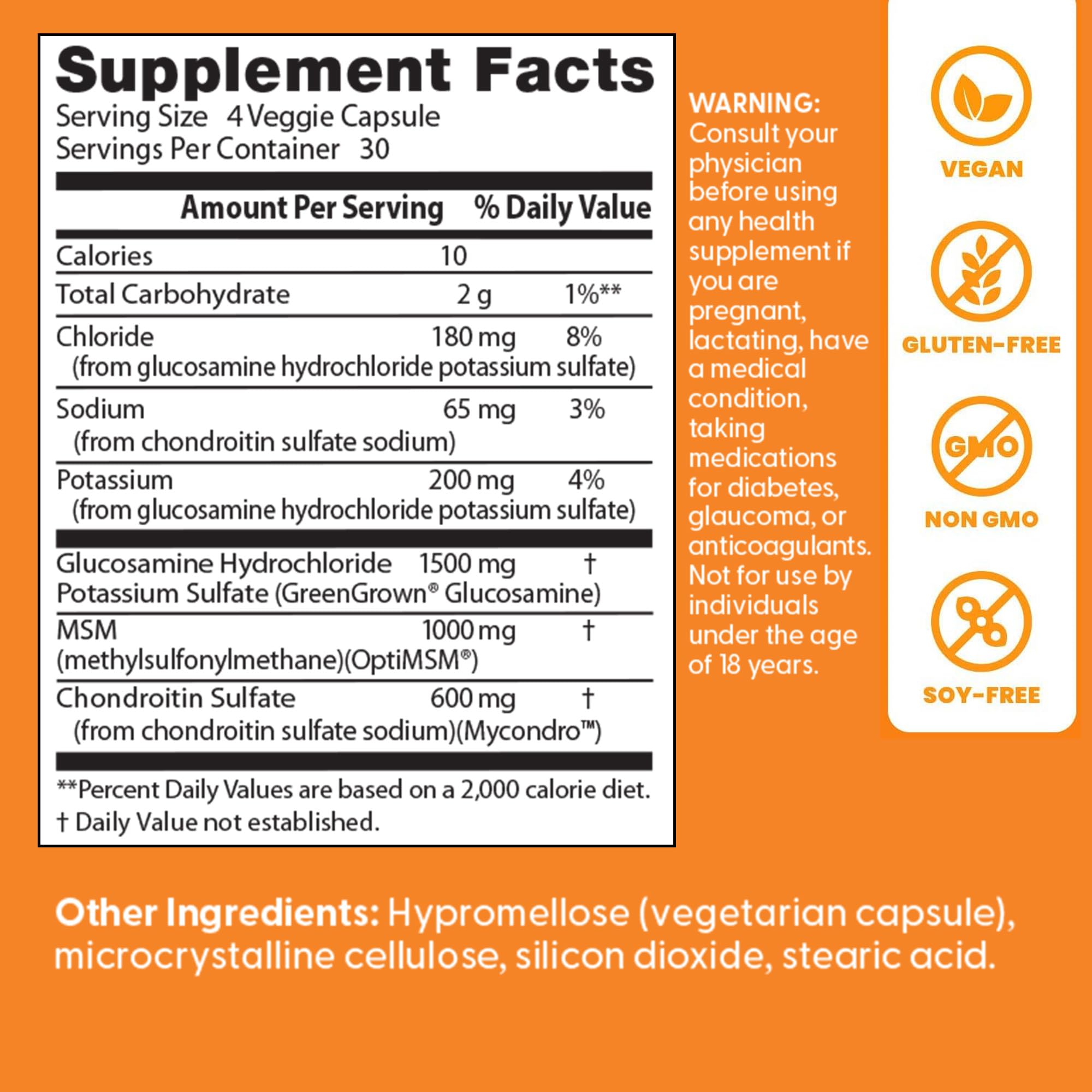 Doctor's BEST Vegan Chondroitin & Glucosamine 1500mg capsules with measuring spoon