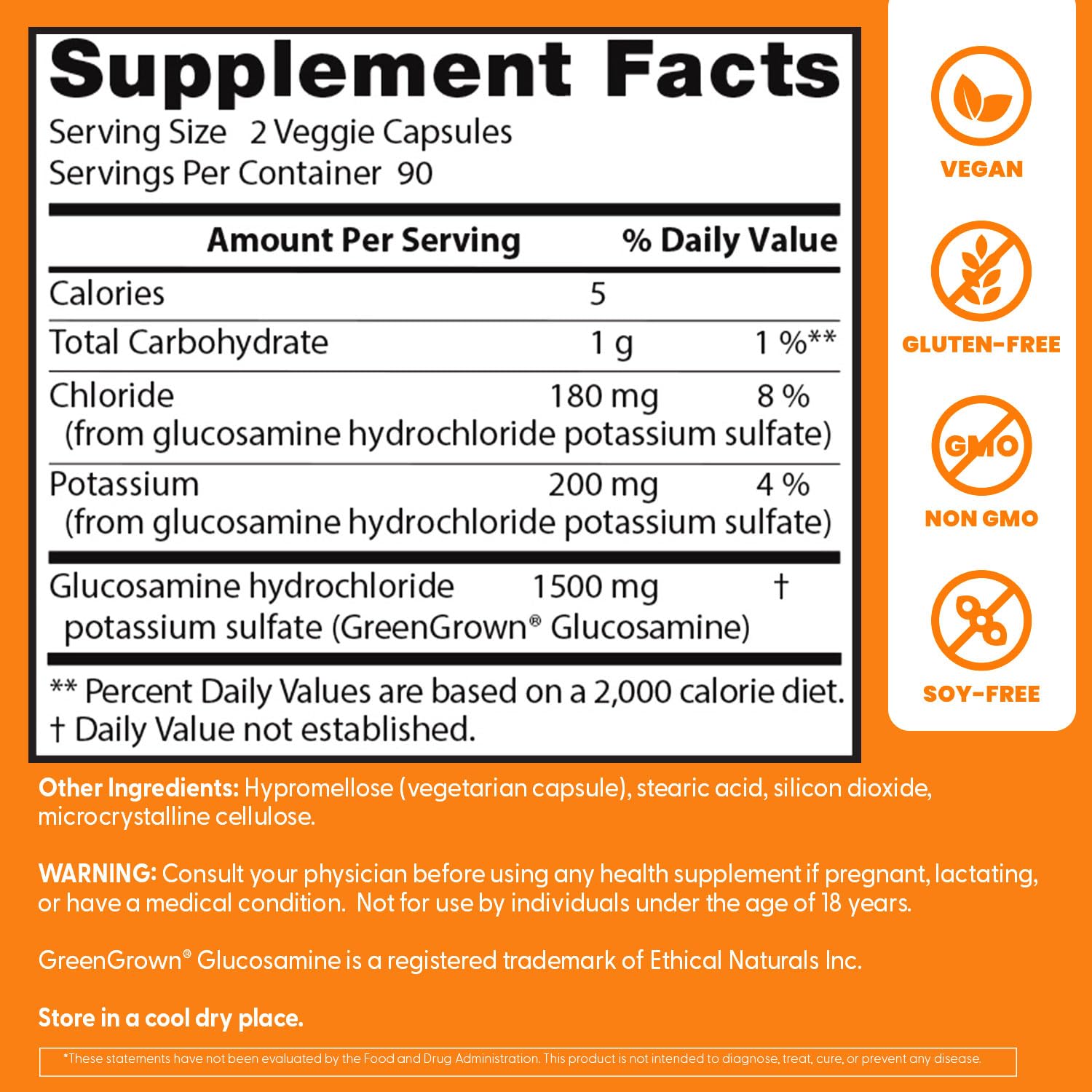 Doctor's BEST Vegan Glucosamine 1500mg capsules close-up
