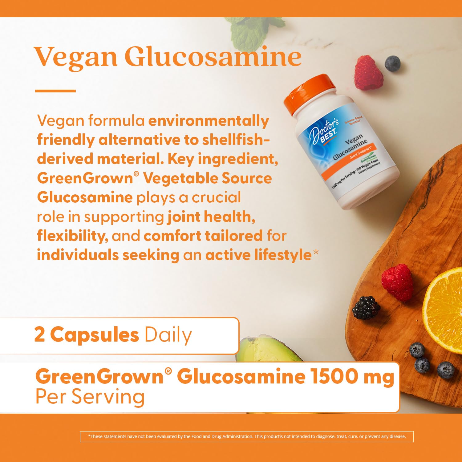 Doctor's BEST Vegan Glucosamine 1500mg supplement ingredients list