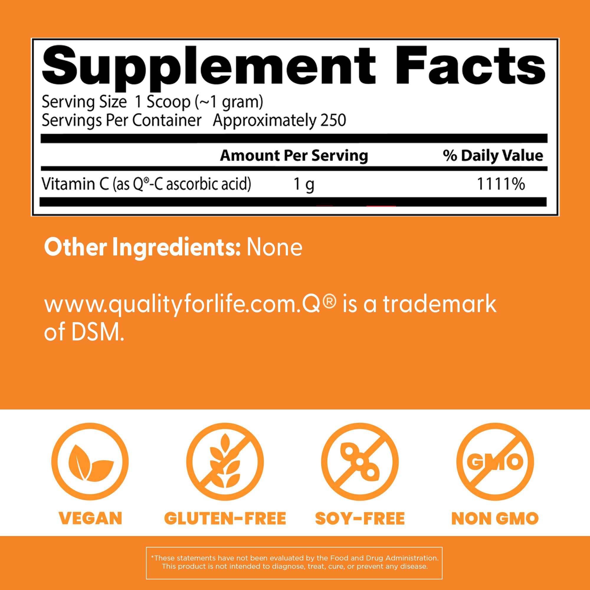 Doctor's BEST Vitamin C Powder 1000mg back view