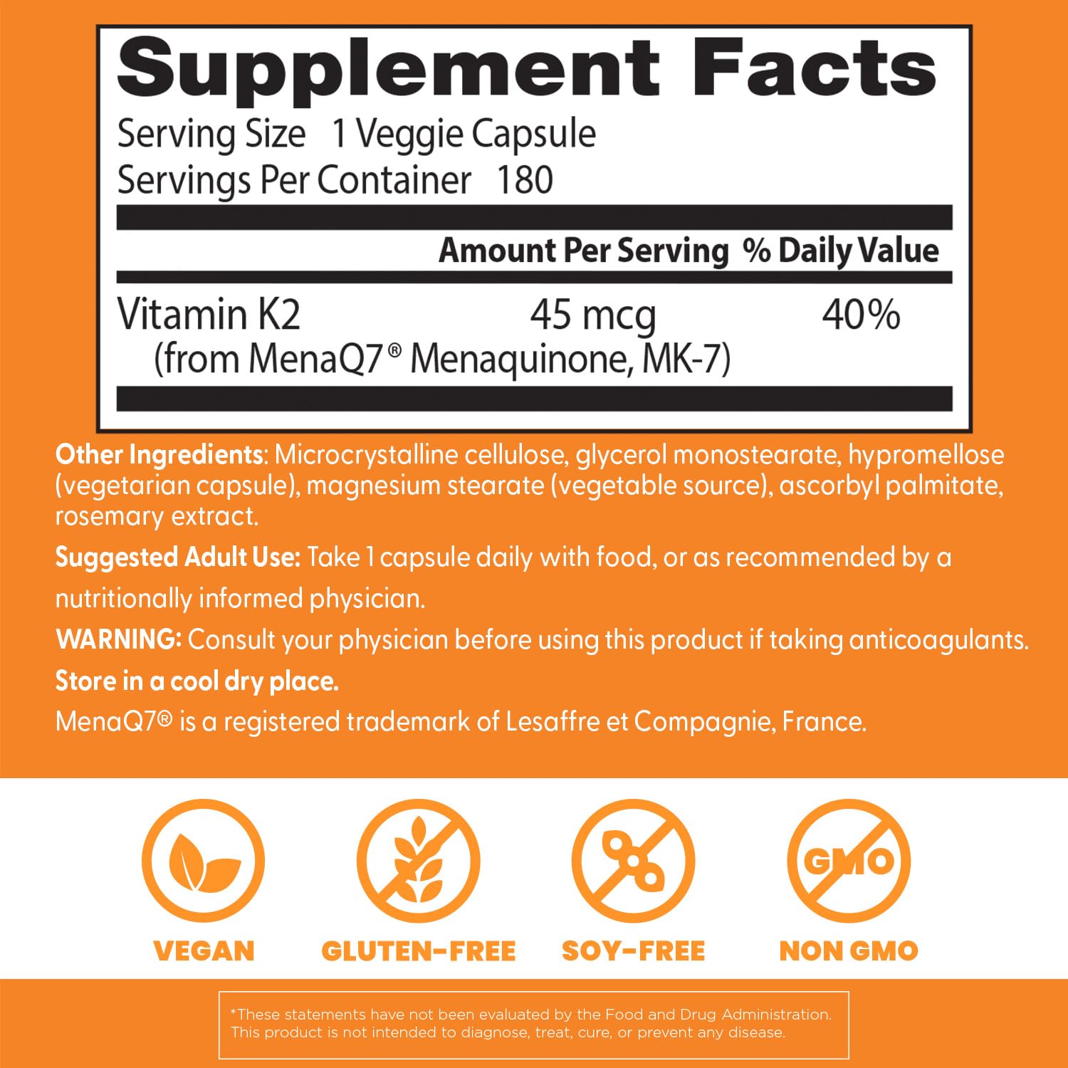 Doctor's BEST Vitamin K2 MK-7 45mcg Capsules bottle with label