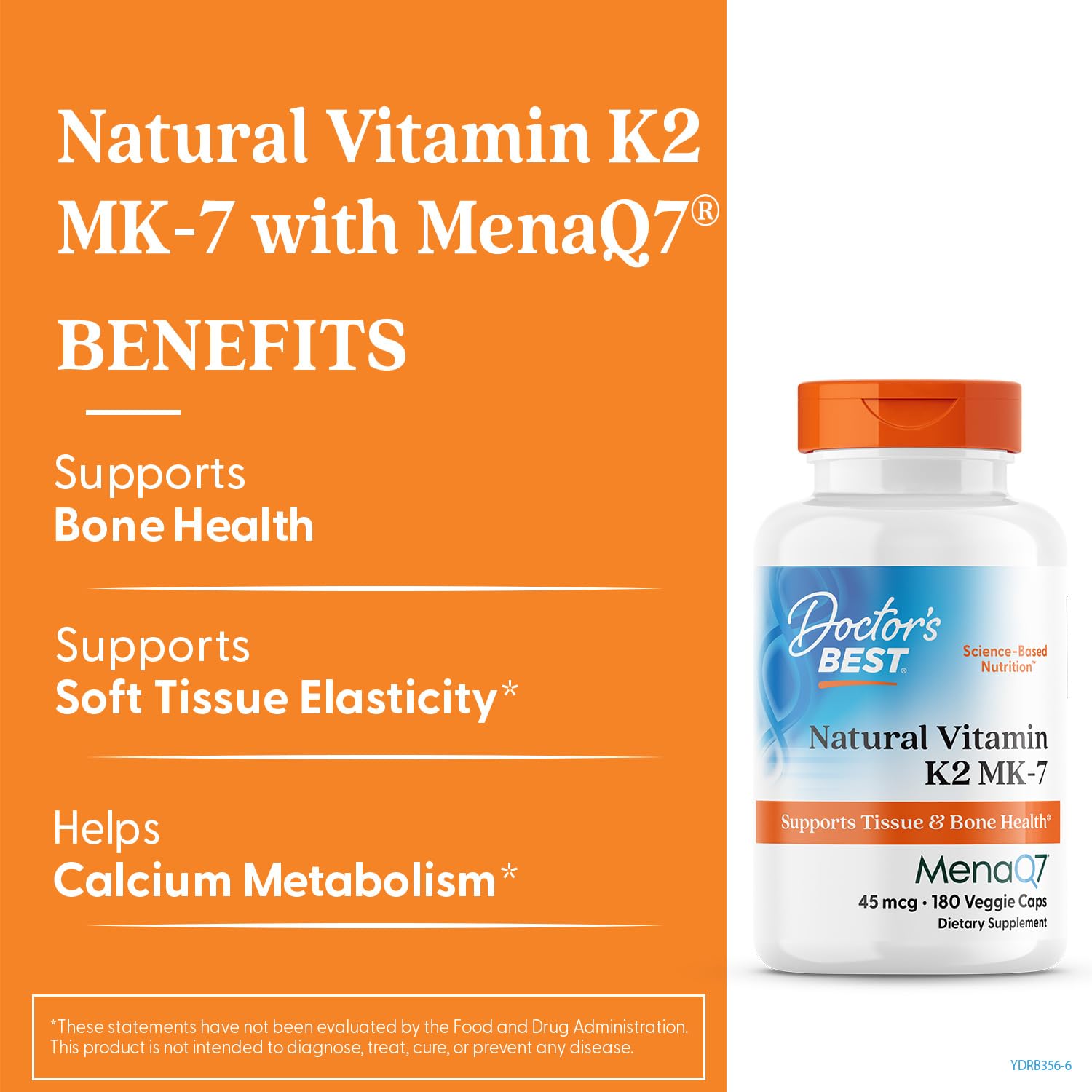 Doctor's BEST Vitamin K2 MK-7 45mcg Capsules side view