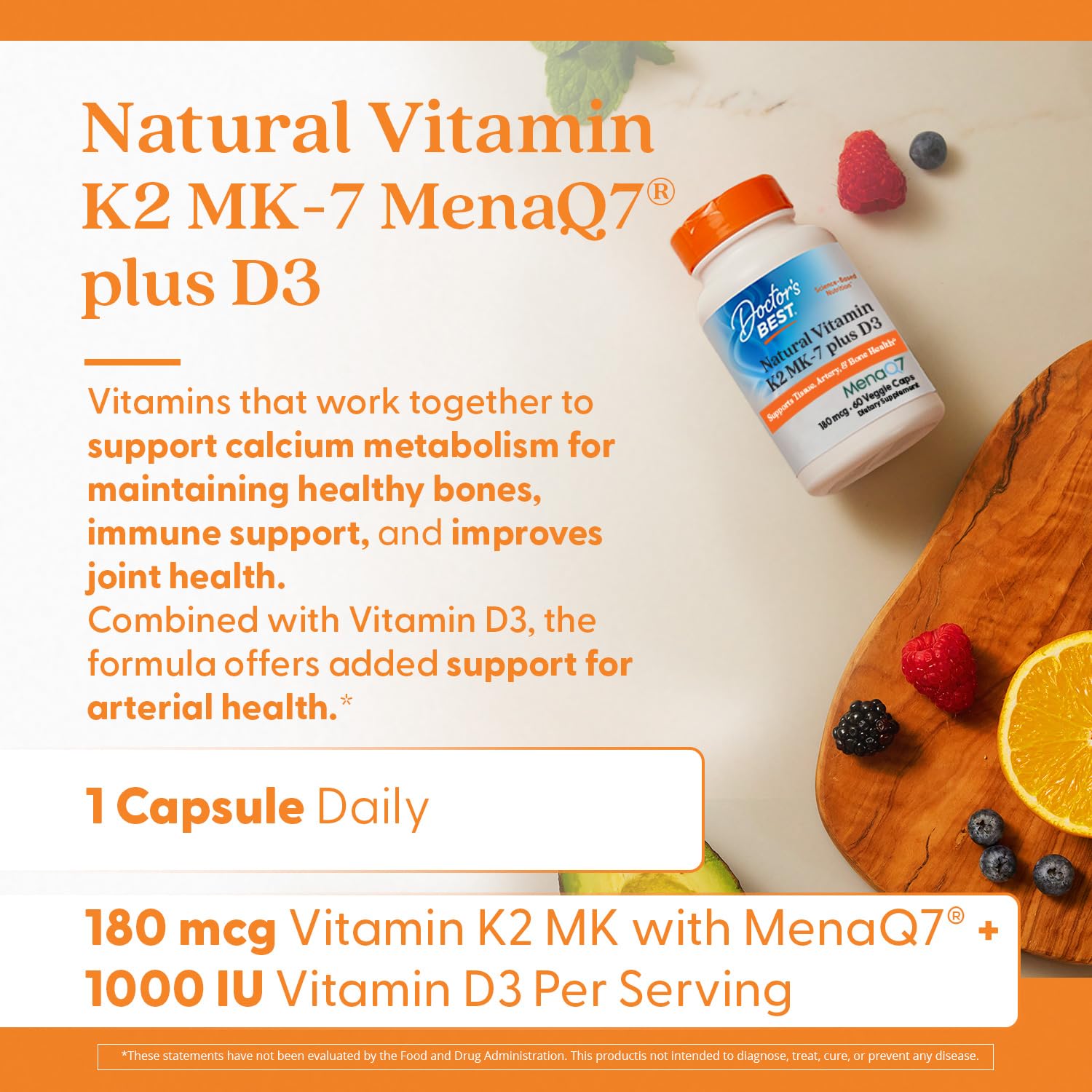 Doctor's BEST Vitamin K2 MK7 and D3 Supplement side view