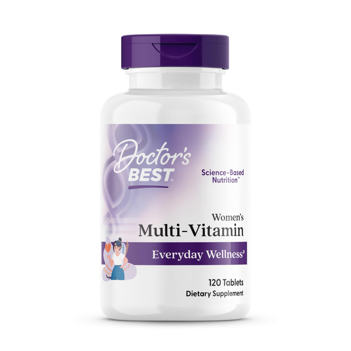 Doctor's BEST Women's Multivitamin front view with 21 essential vitamins