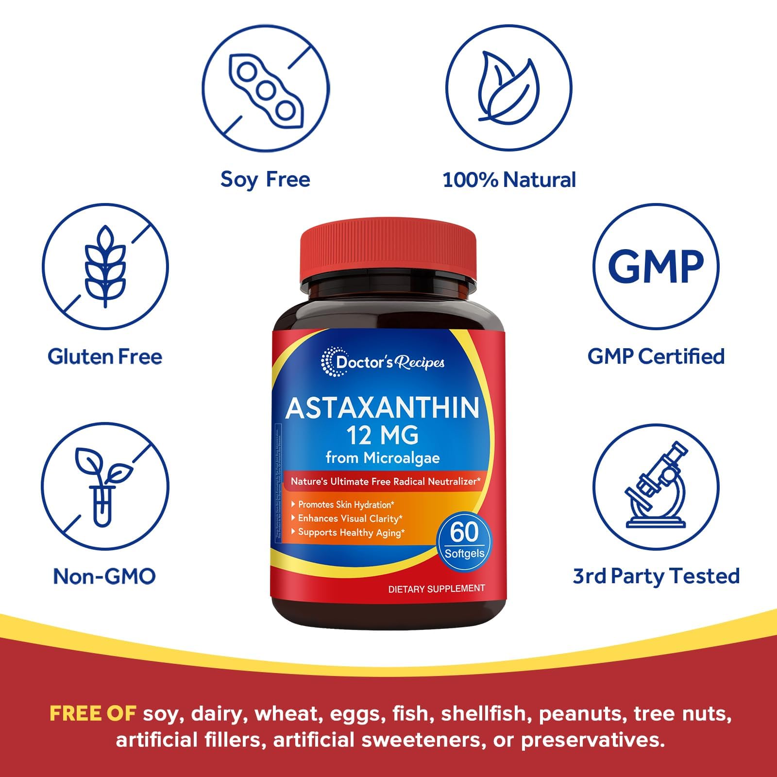 Doctor's Recipes Astaxanthin Softgels 12mg back view