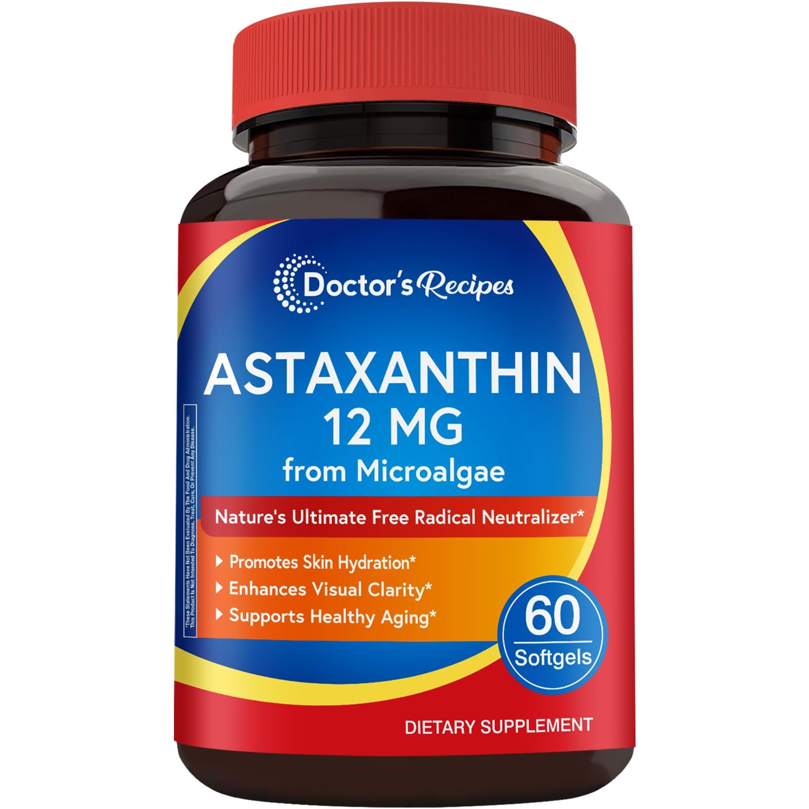 Doctor's Recipes Astaxanthin Softgels 12mg front view