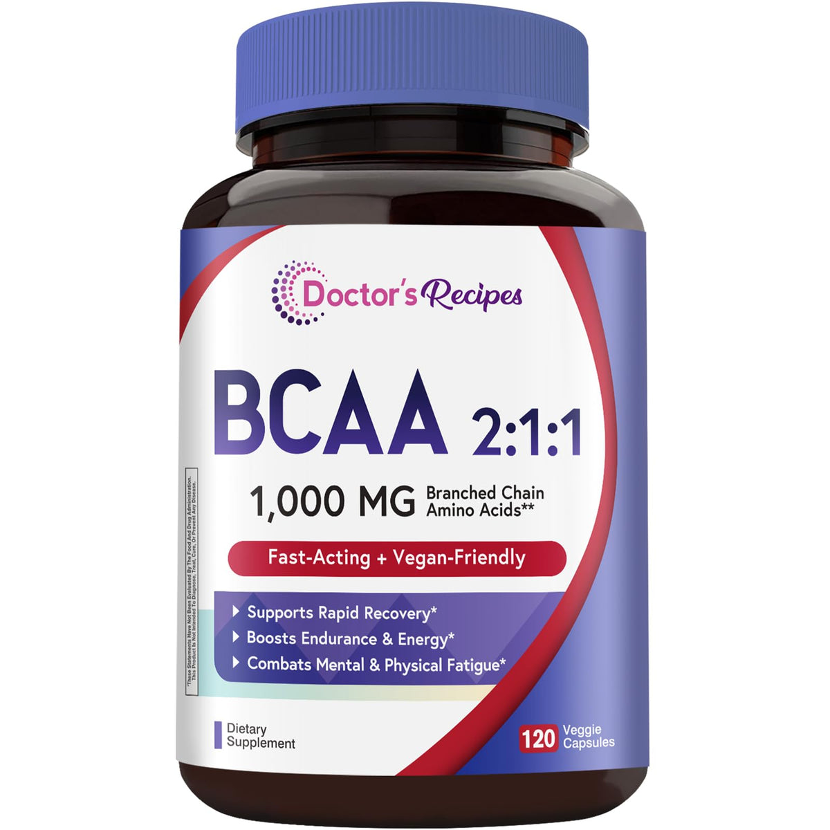 Doctor's Recipes BCAA Capsules 1000mg front view