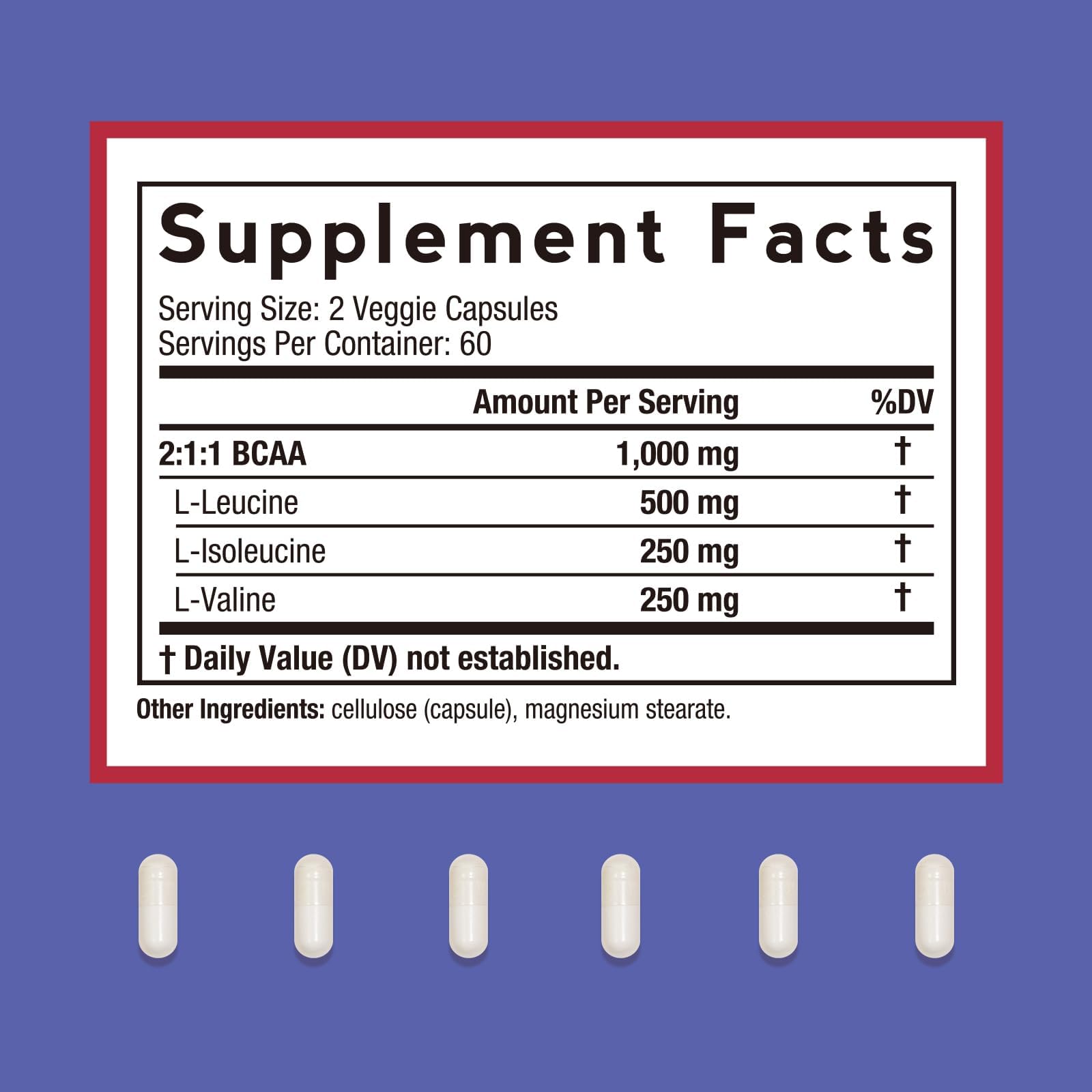 Doctor's Recipes BCAA Capsules side view with label