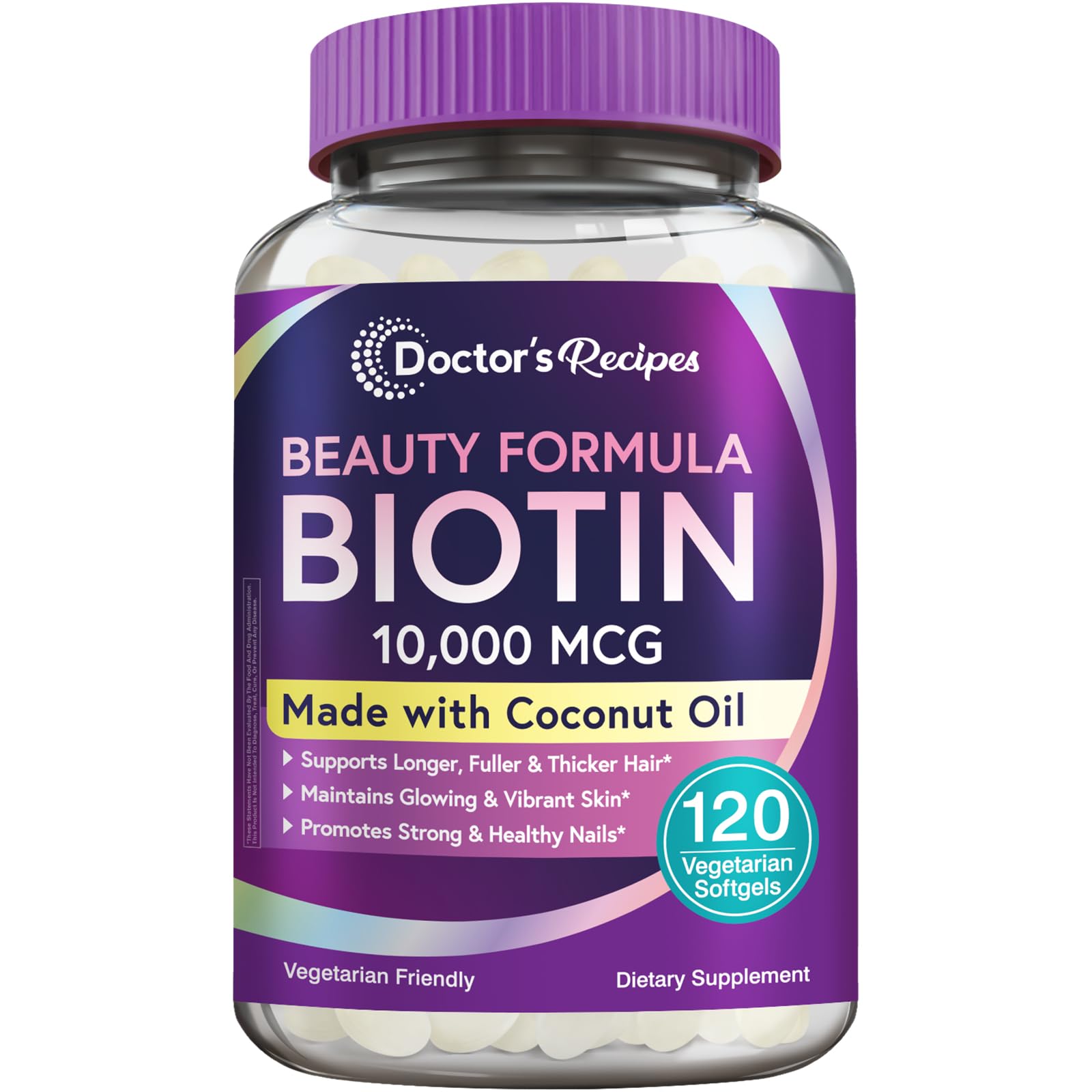 Doctor's Recipes Biotin Supplement 10,000 mcg front view