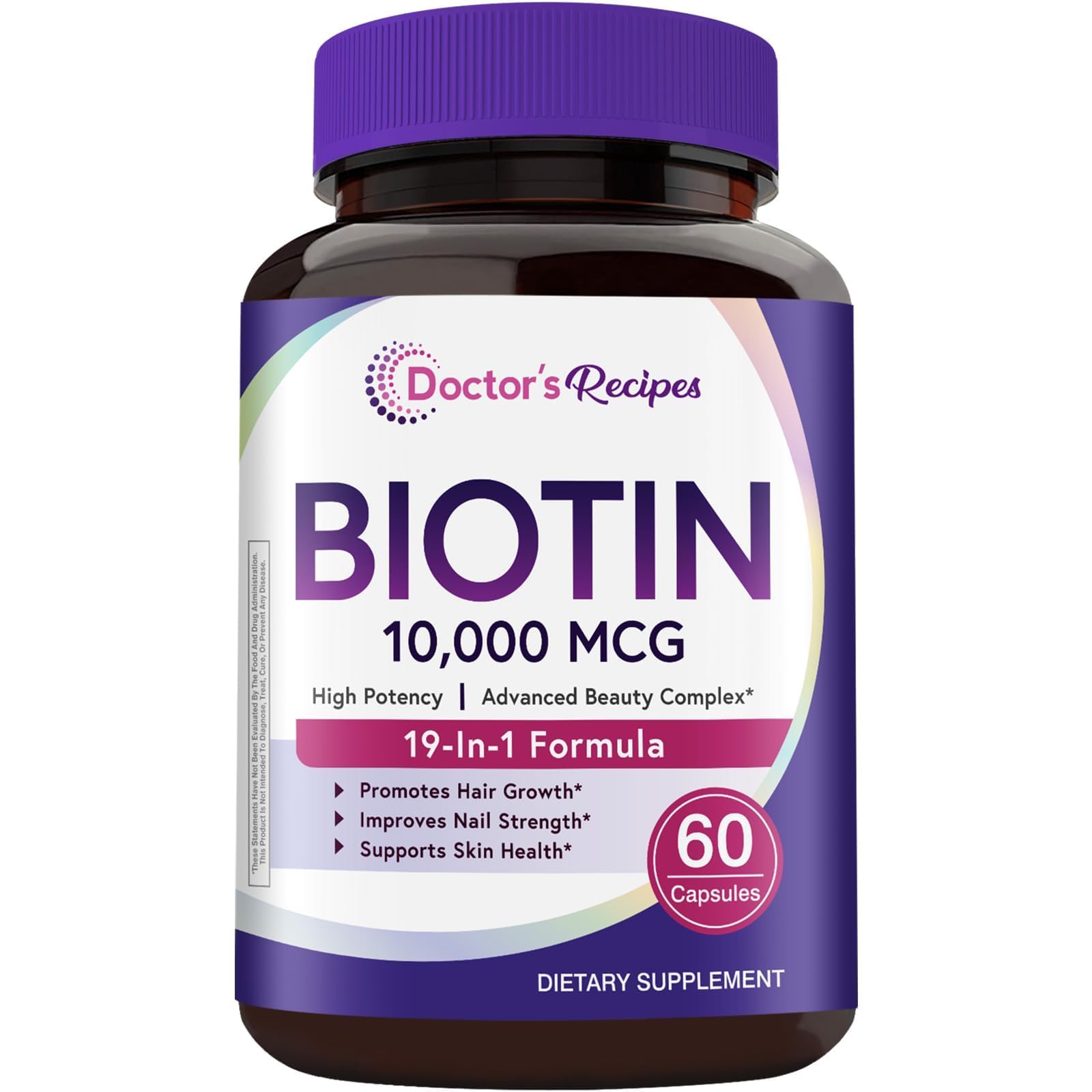 Doctor's Recipes Biotin Supplement 10,000 mcg front view