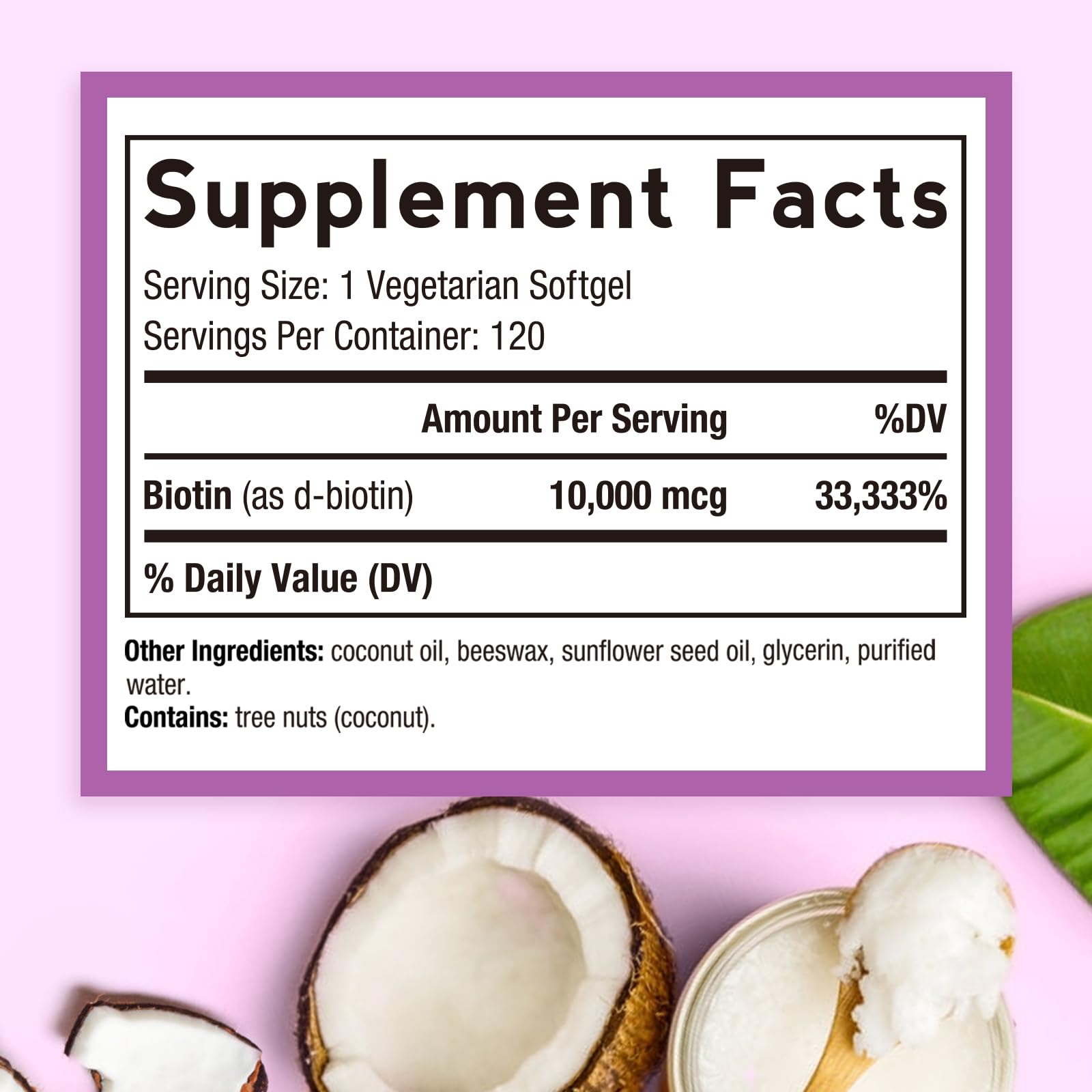 Doctor's Recipes Biotin Supplement 10,000 mcg side view
