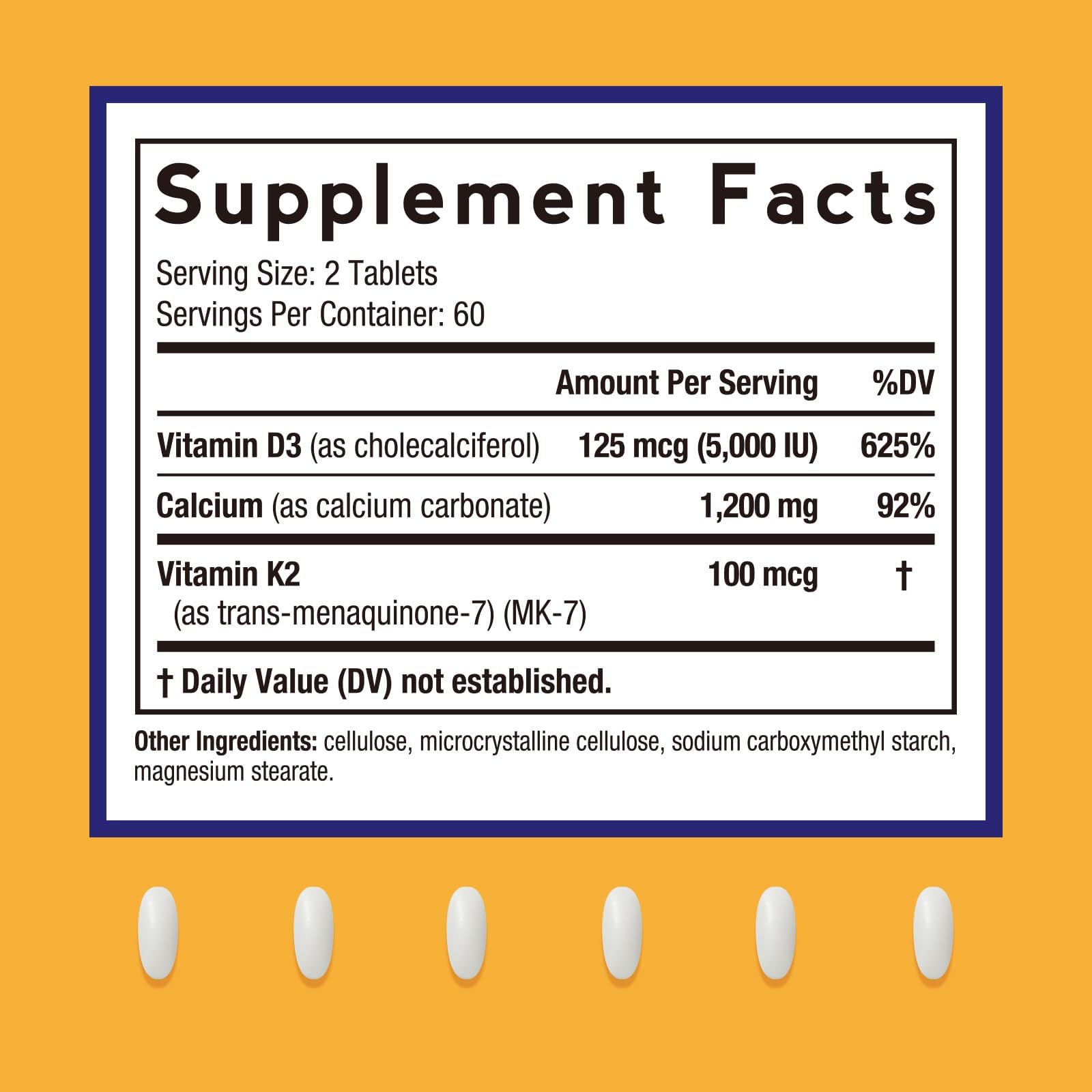 Doctor's Recipes Calcium Tablets 1200mg back view with ingredients