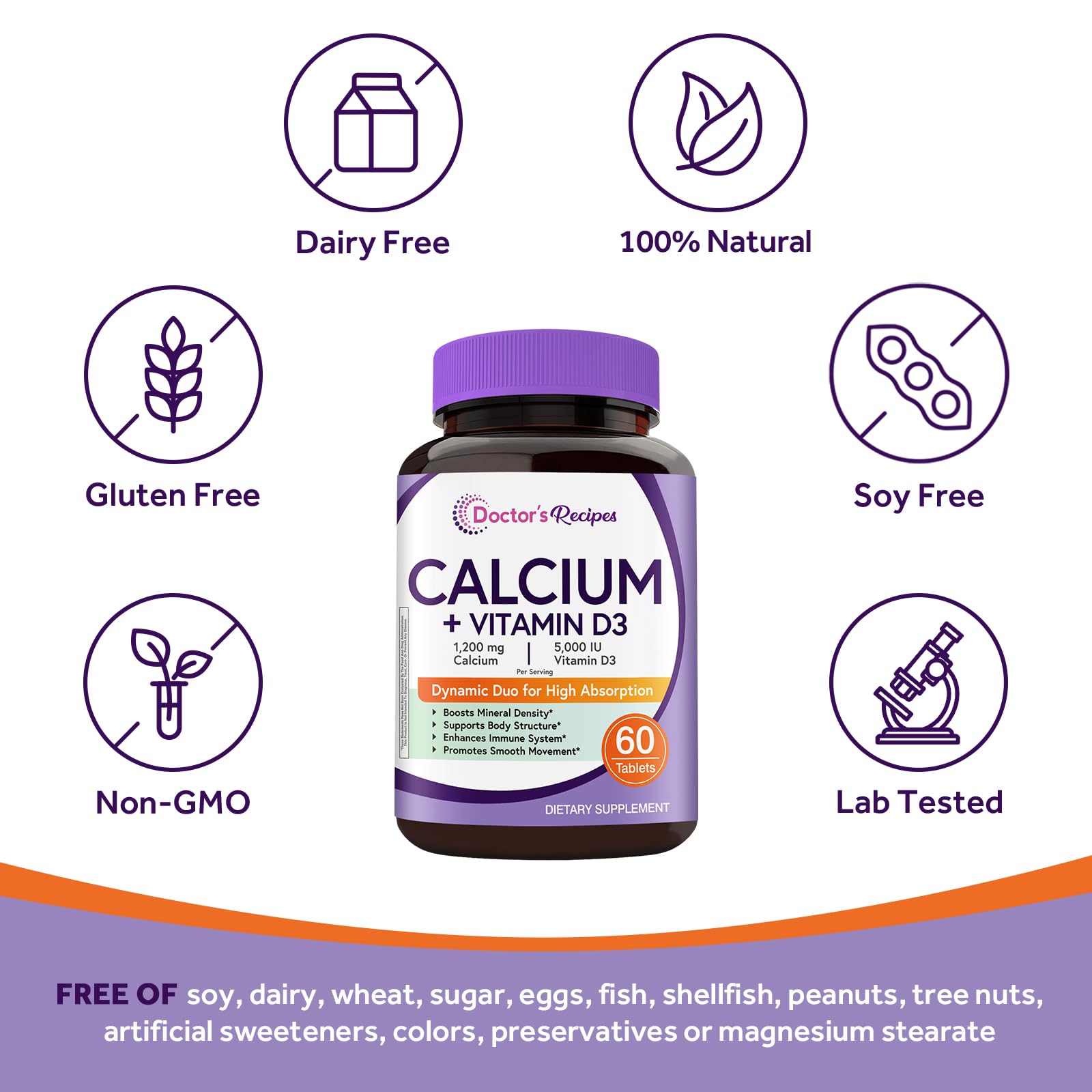 Doctor's Recipes Calcium with Vitamin D3 150g on a wooden table