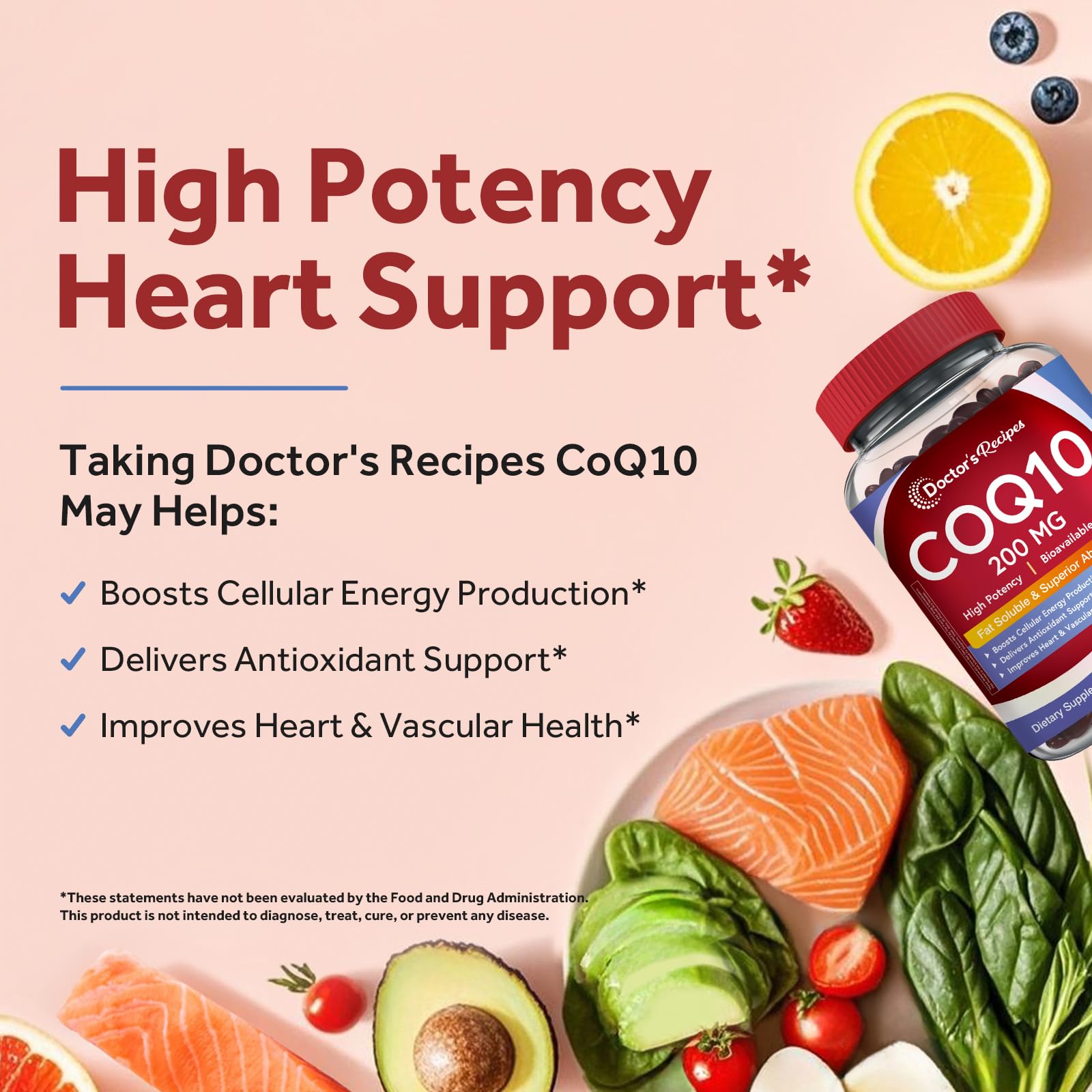Doctor's Recipes CoQ10 Supplement 200mg softgels packaging