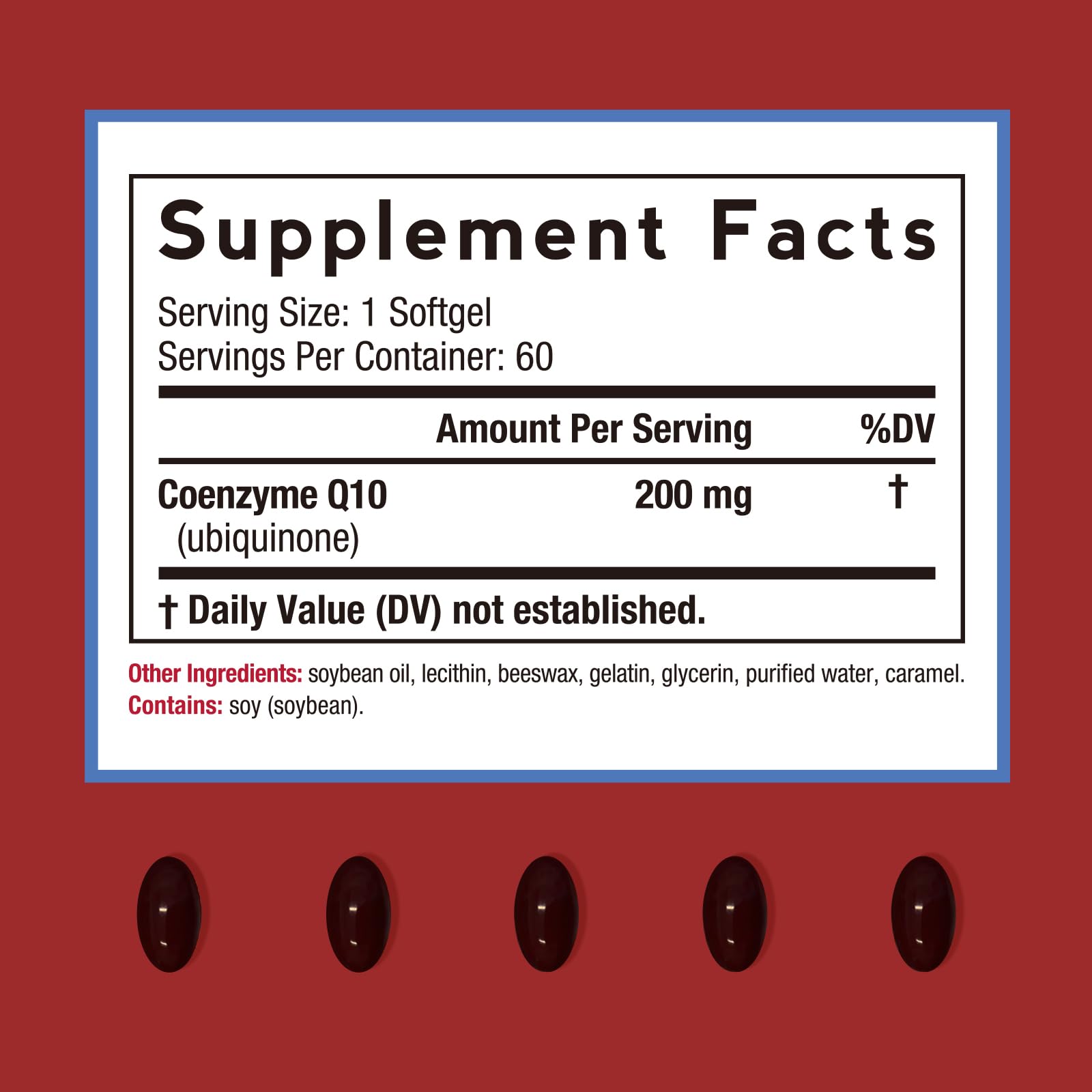 Doctor's Recipes CoQ10 Supplement 200mg softgels side view