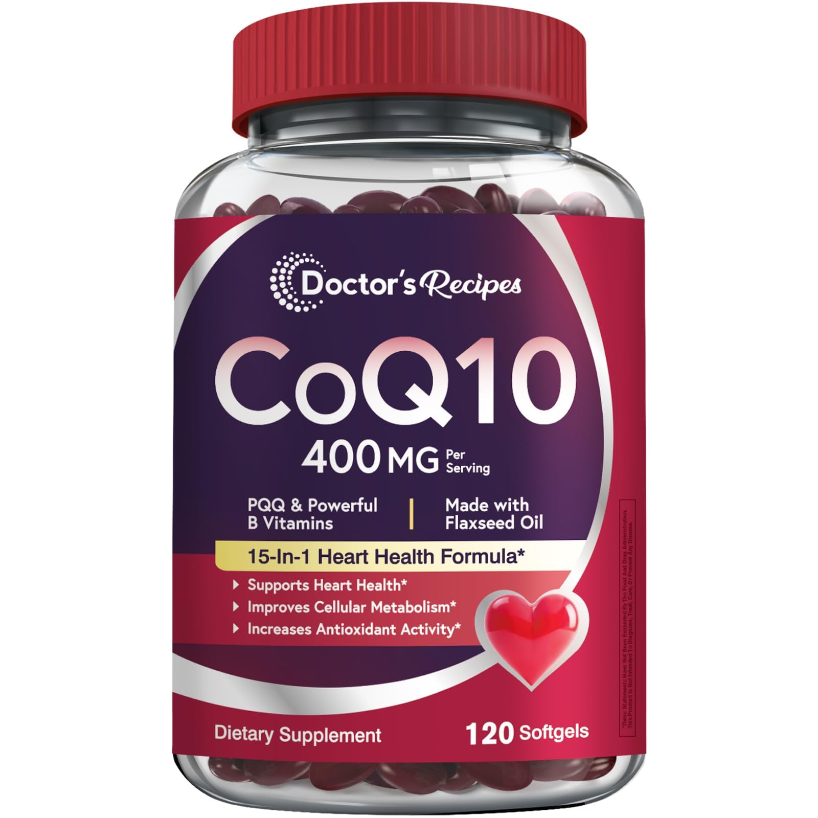 Doctor's Recipes CoQ10 Supplement 400mg front view