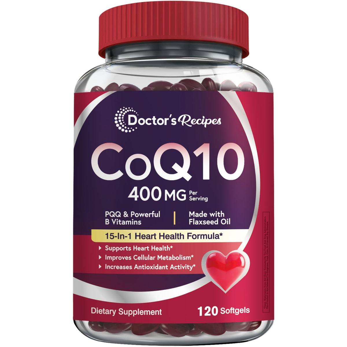 Doctor's Recipes CoQ10 Supplement 400mg front view