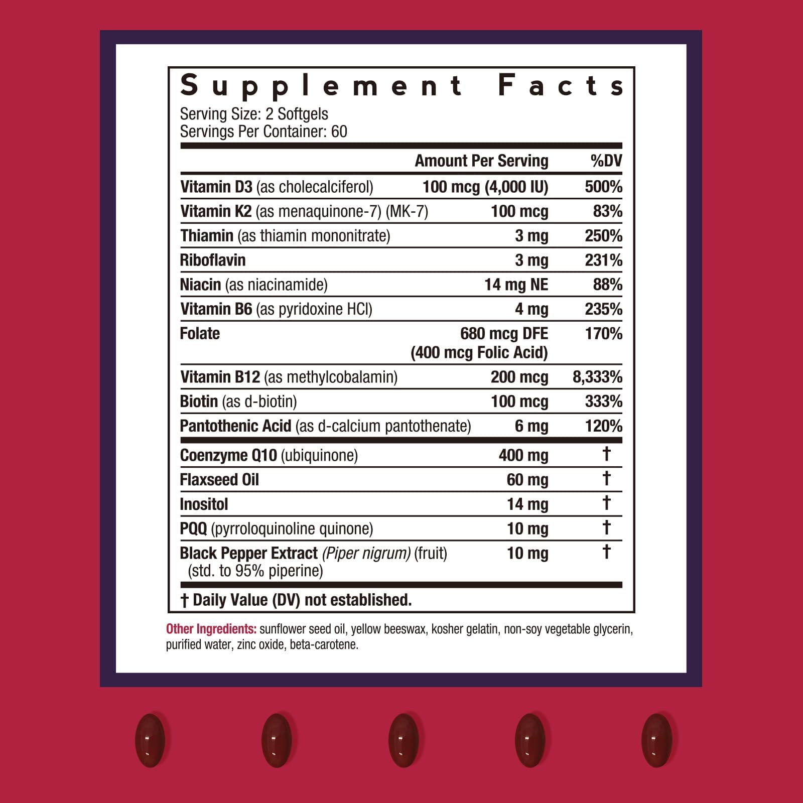 Doctor's Recipes CoQ10 Supplement 400mg side view