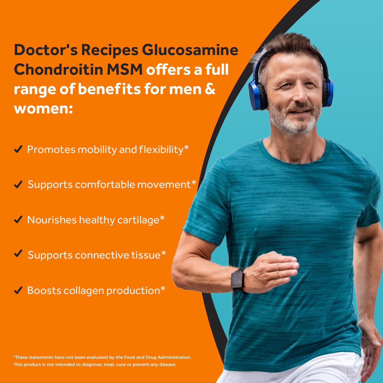 Doctor's Recipes Glucosamine Chondroitin MSM supplement bottle with ingredients