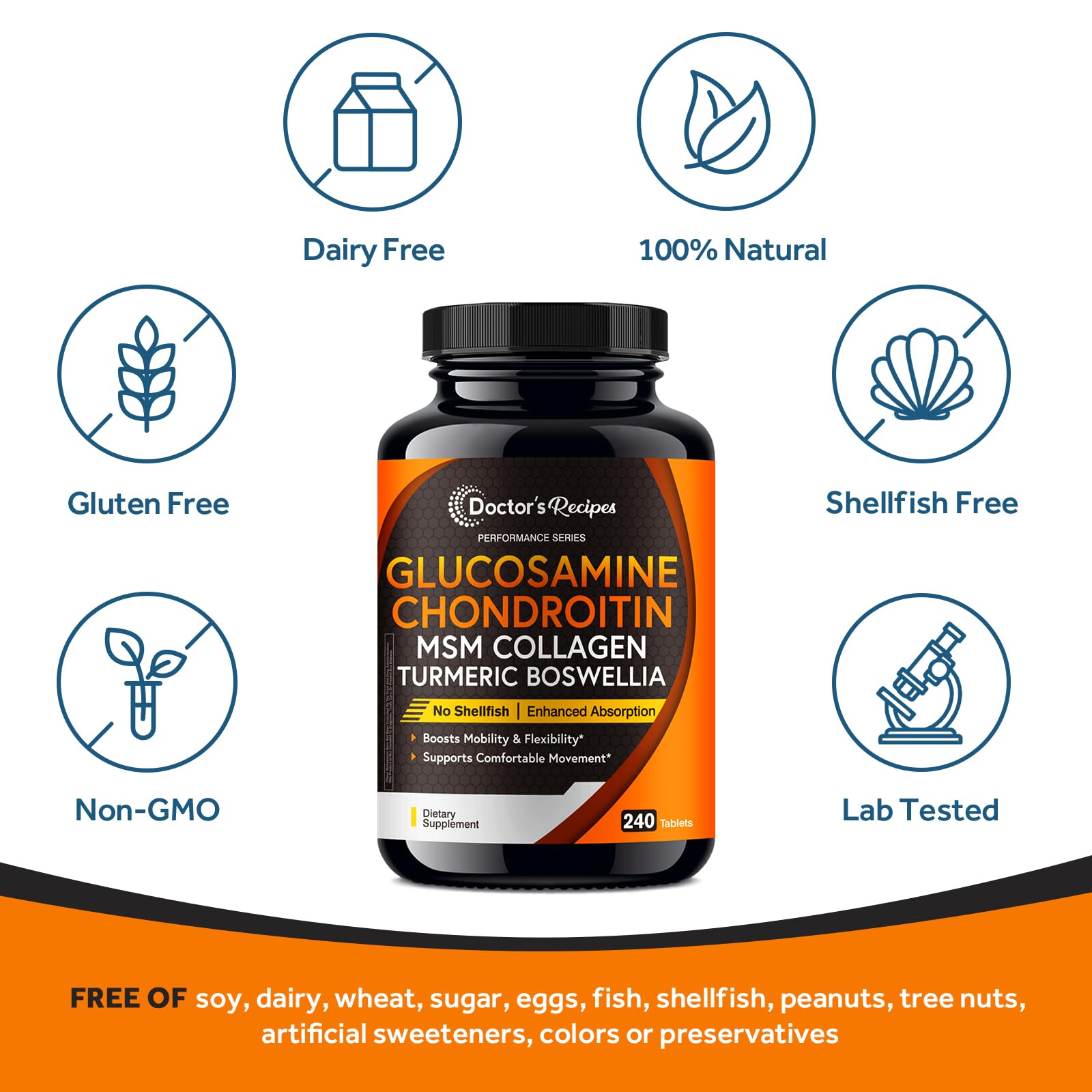 Doctor's Recipes Glucosamine Chondroitin MSM supplement capsules