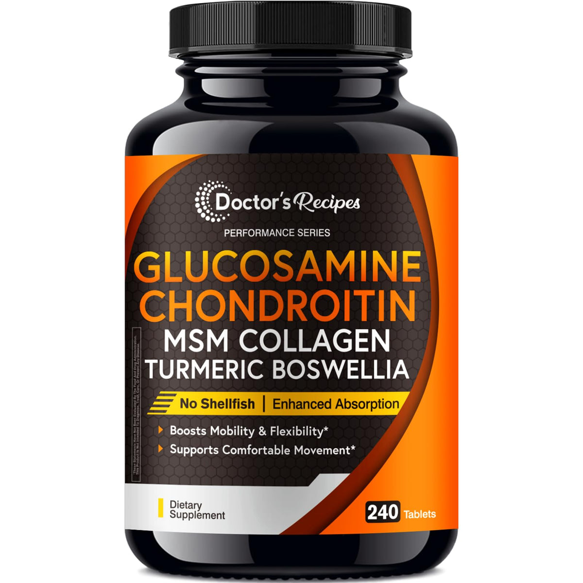 Doctor's Recipes Glucosamine Chondroitin MSM supplement front view