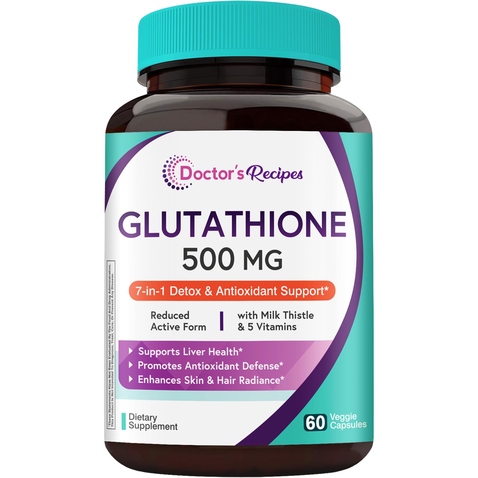 Doctor's Recipes Glutathione Complex 500mg supplement front view