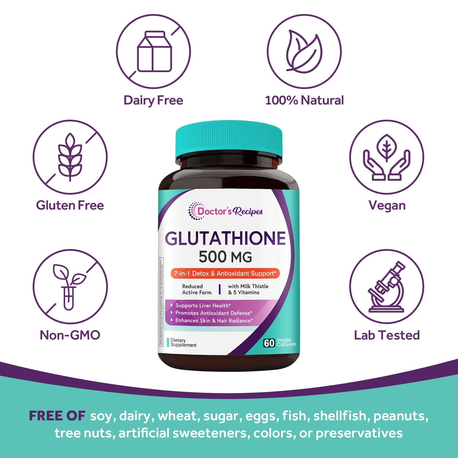 Doctor's Recipes Glutathione Complex 500mg supplement ingredients list