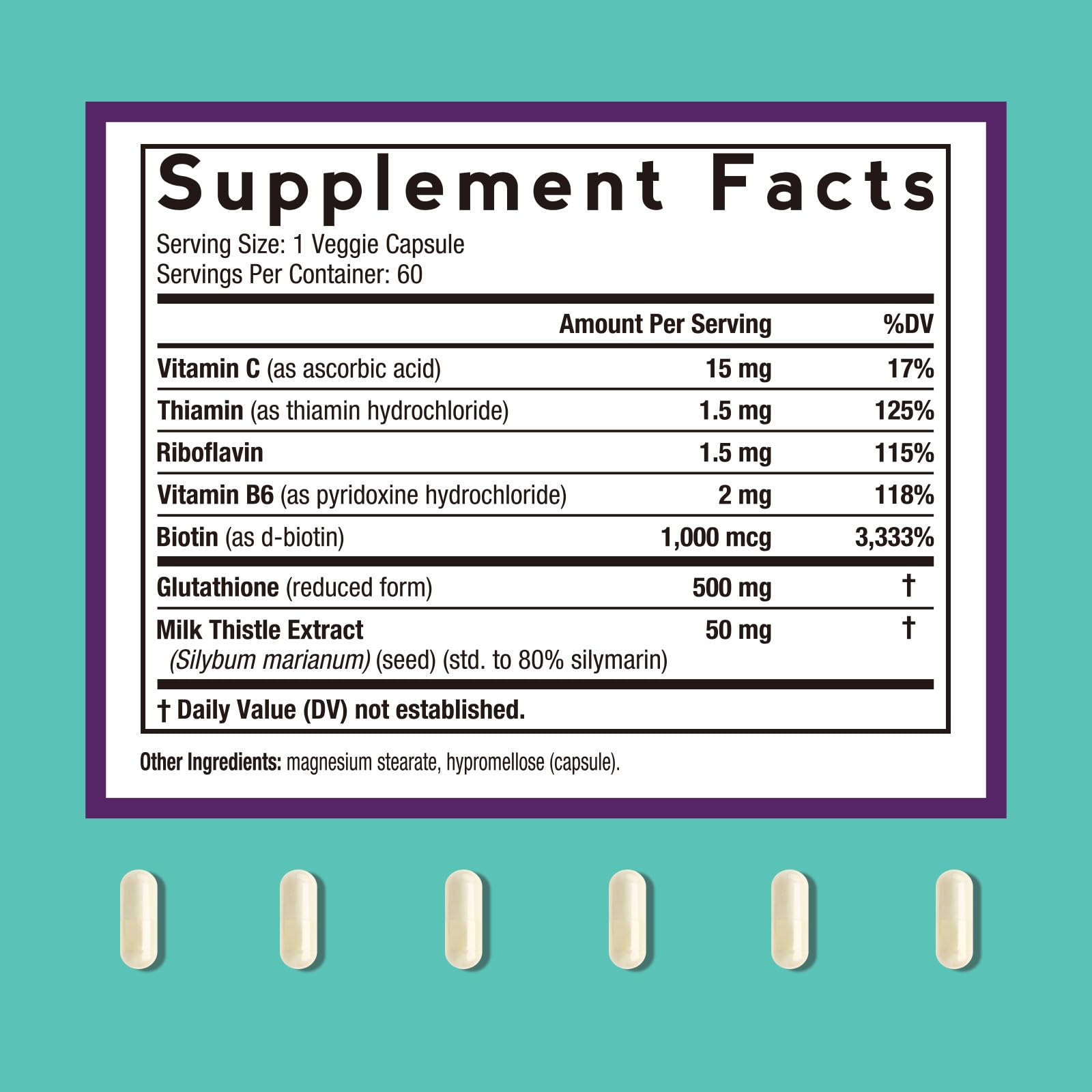 Doctor's Recipes Glutathione Complex 500mg supplement side view