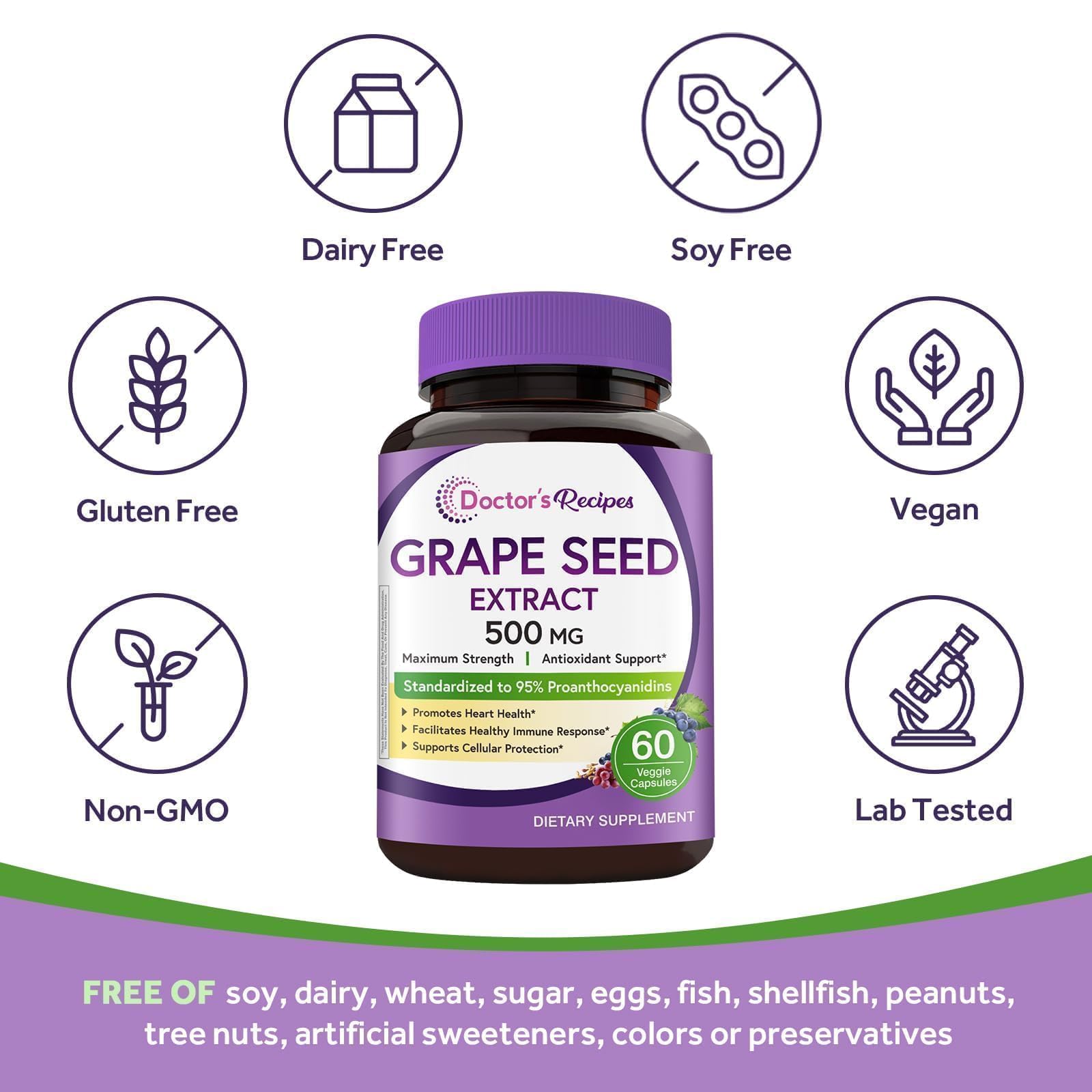 Doctor's Recipes Grape Seed Extract 500mg ingredients list