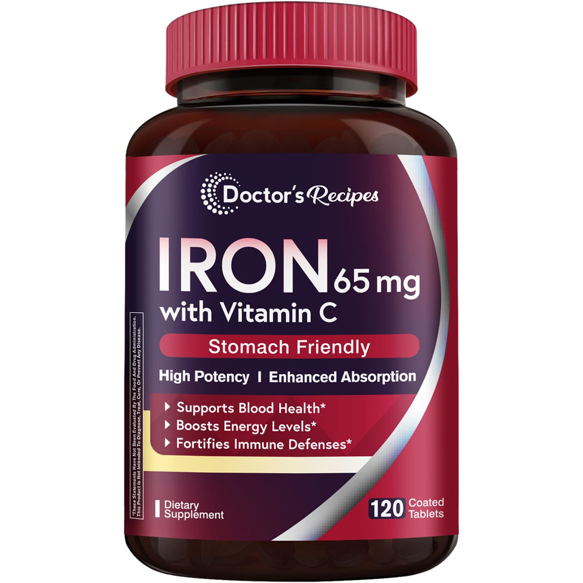 Doctor's Recipes High Potency Iron Supplement 60 Tablets front view