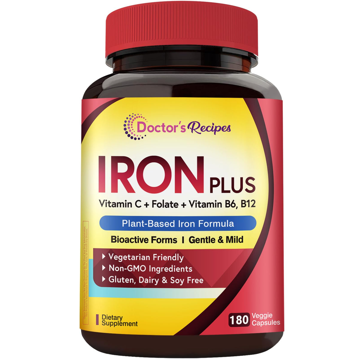 Doctor's Recipes Iron Plus Supplement front view with packaging