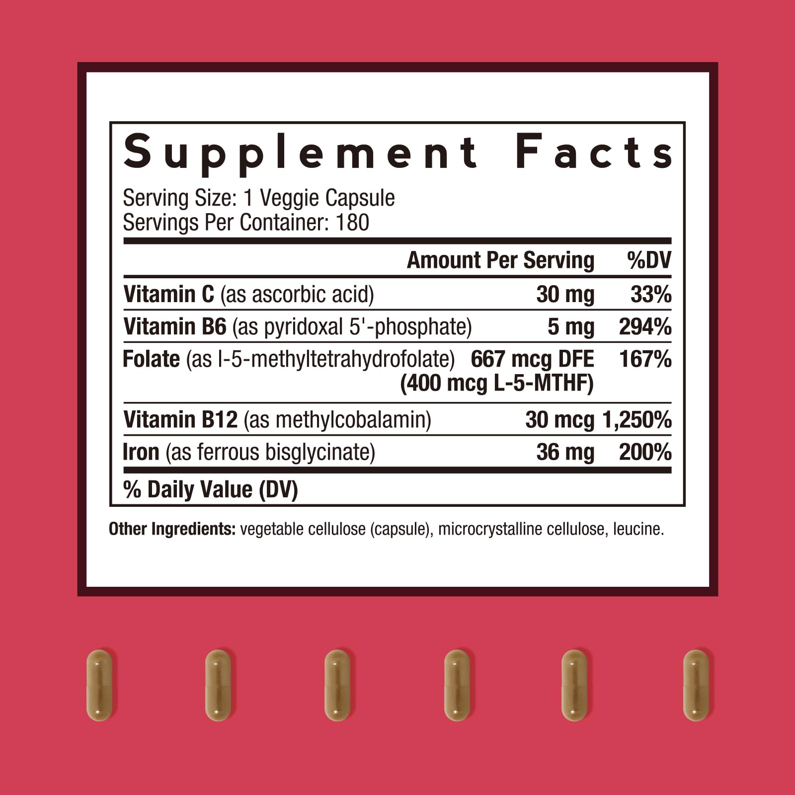 Doctor's Recipes Iron Plus Supplement veggie capsules close-up