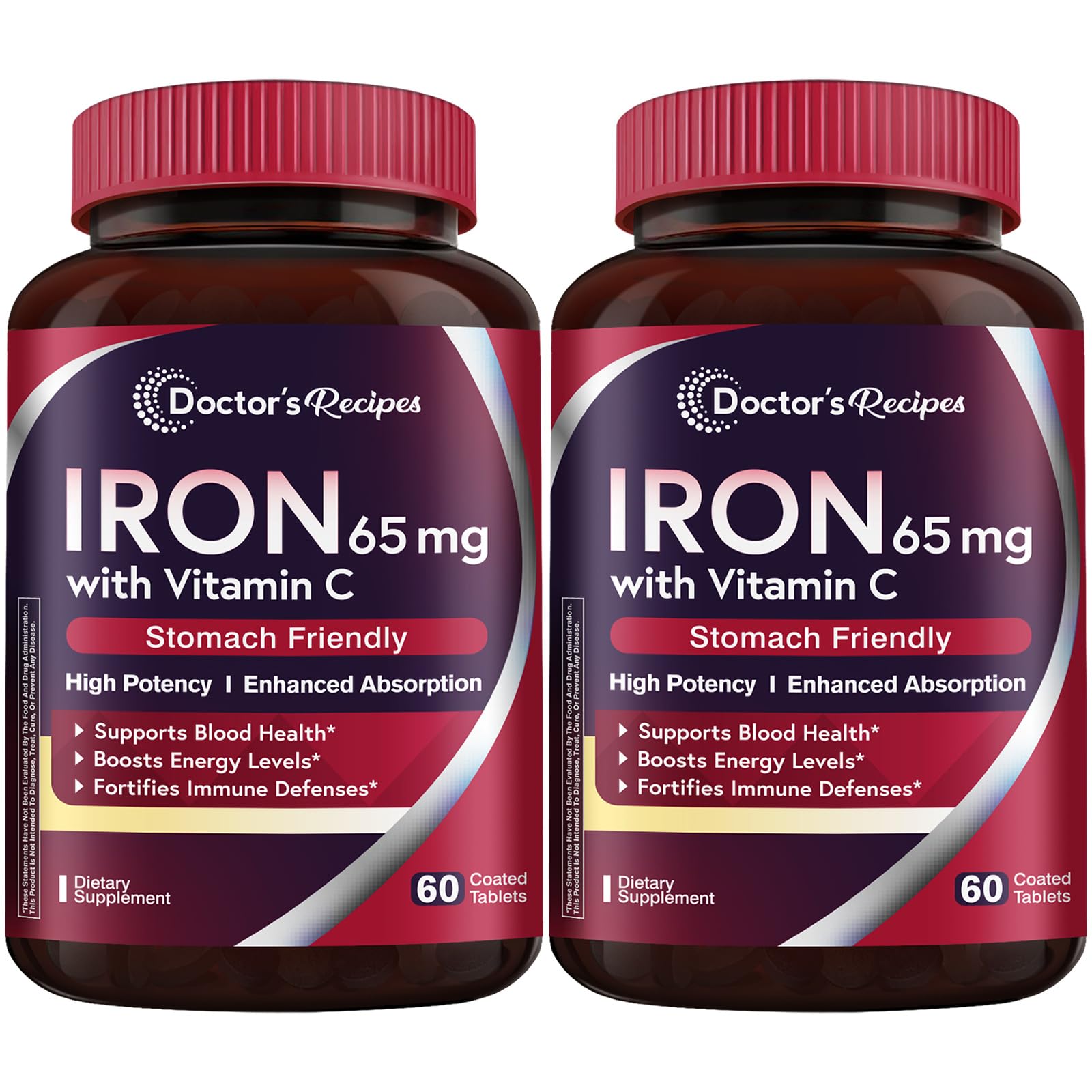 Doctor's Recipes Iron Supplement 60 tablets front view