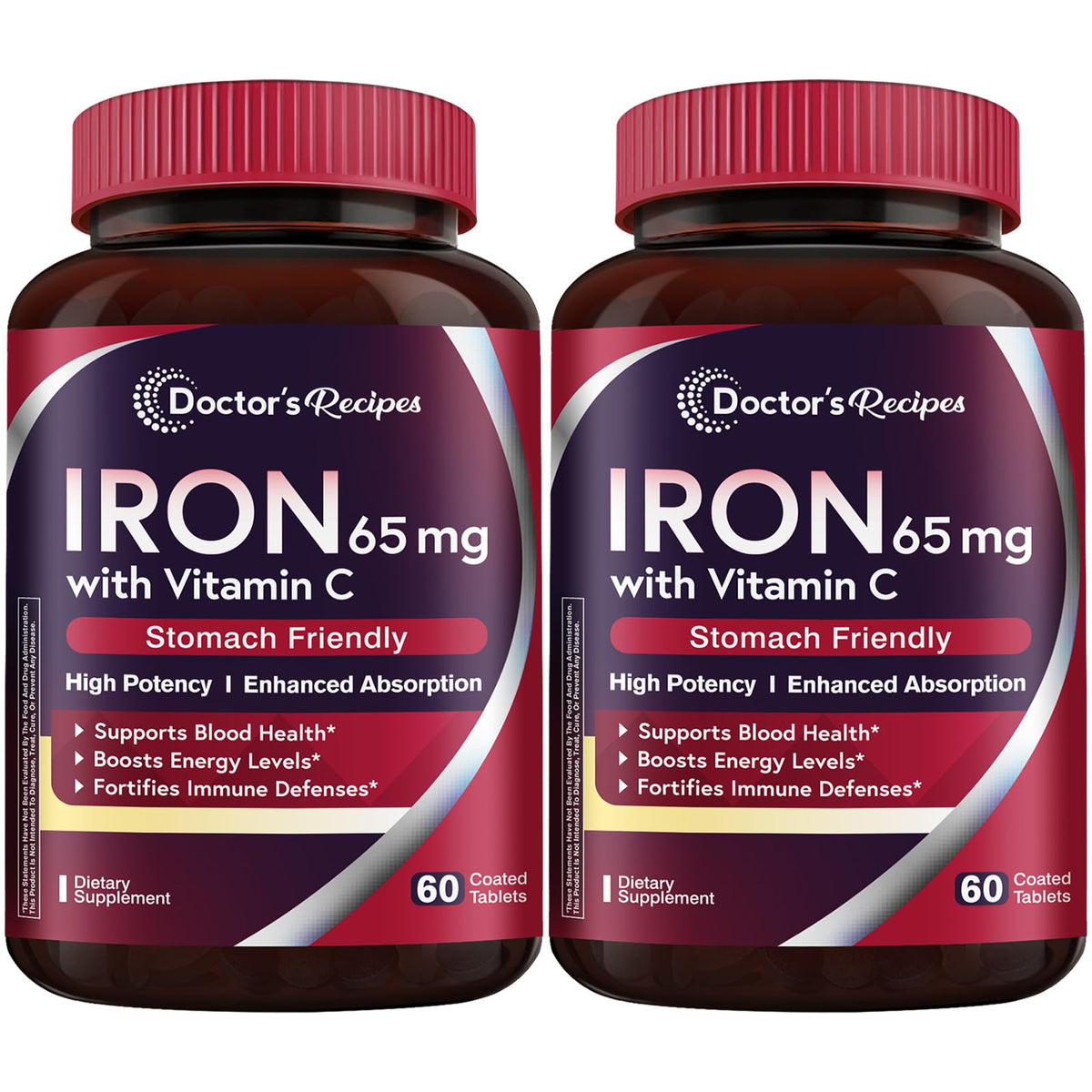 Doctor's Recipes Iron Supplement 60 tablets front view