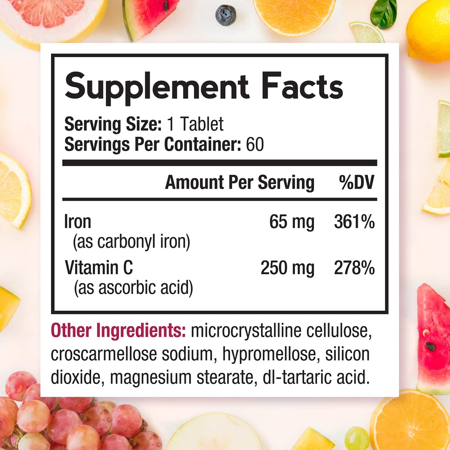Doctor's Recipes Iron Supplement packaging side view