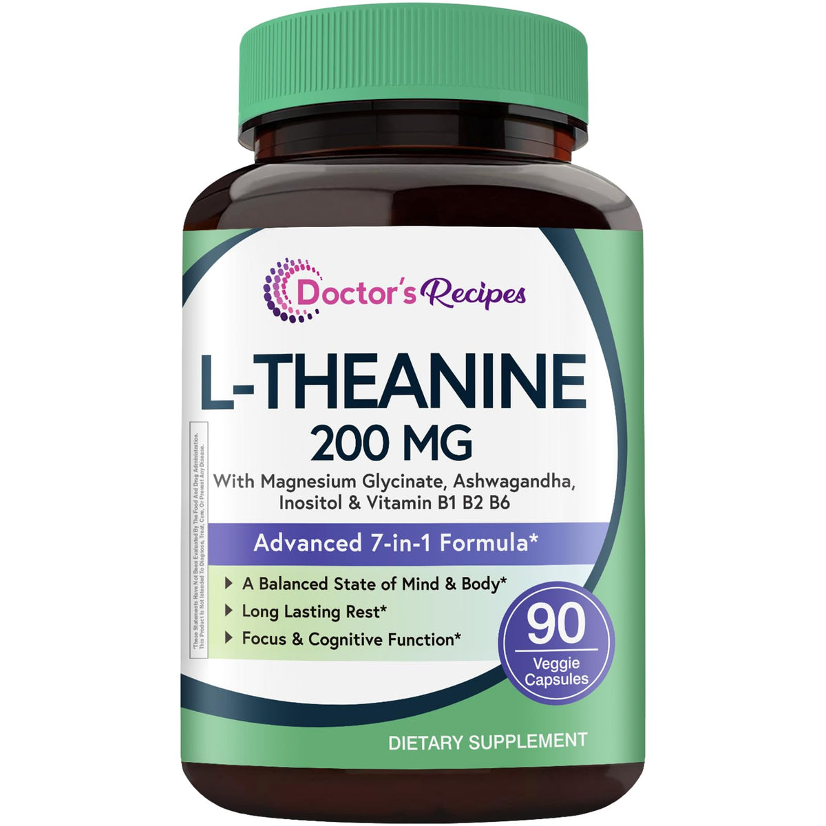 Doctor's Recipes L-Theanine 200mg capsules front view