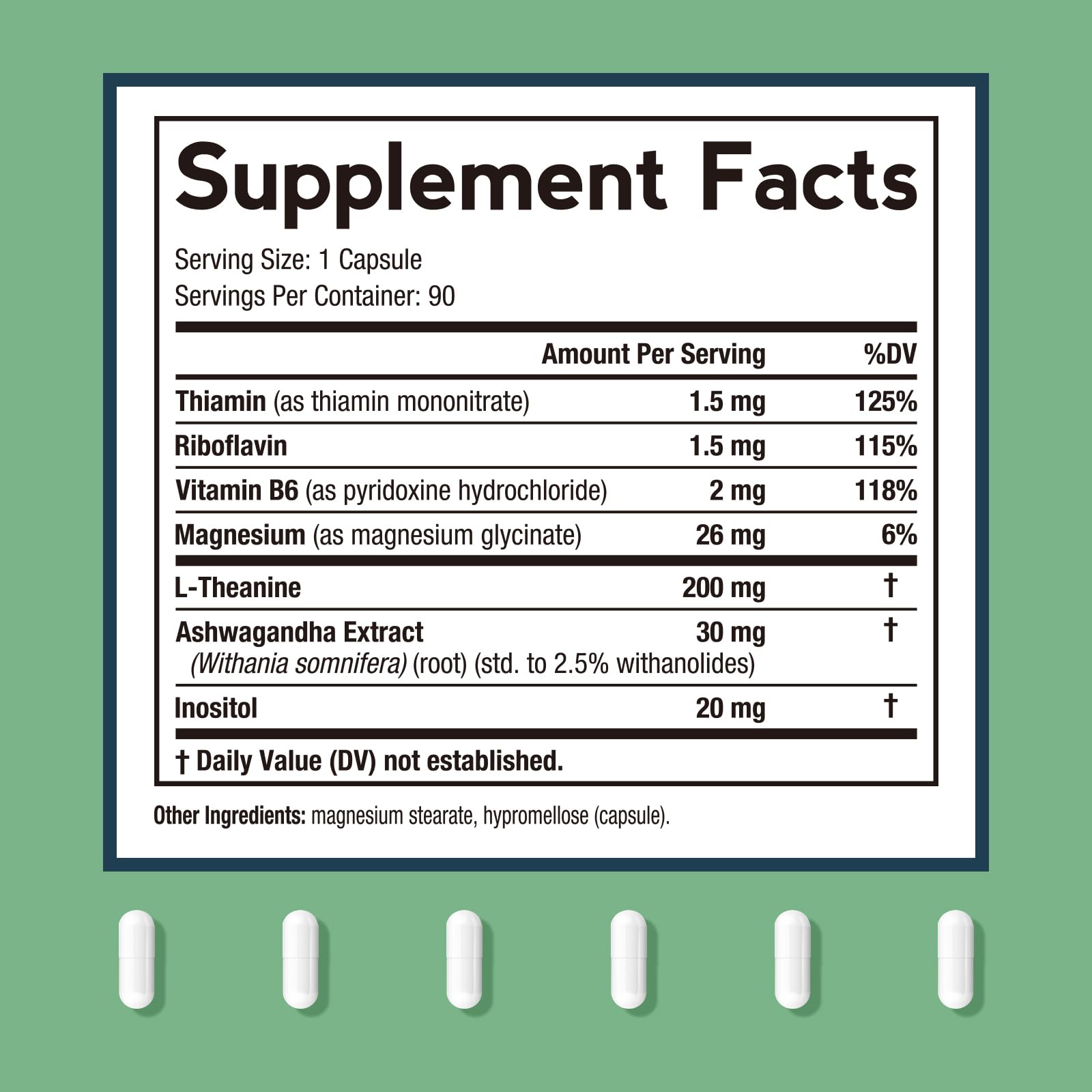 Doctor's Recipes L-Theanine 200mg capsules side view