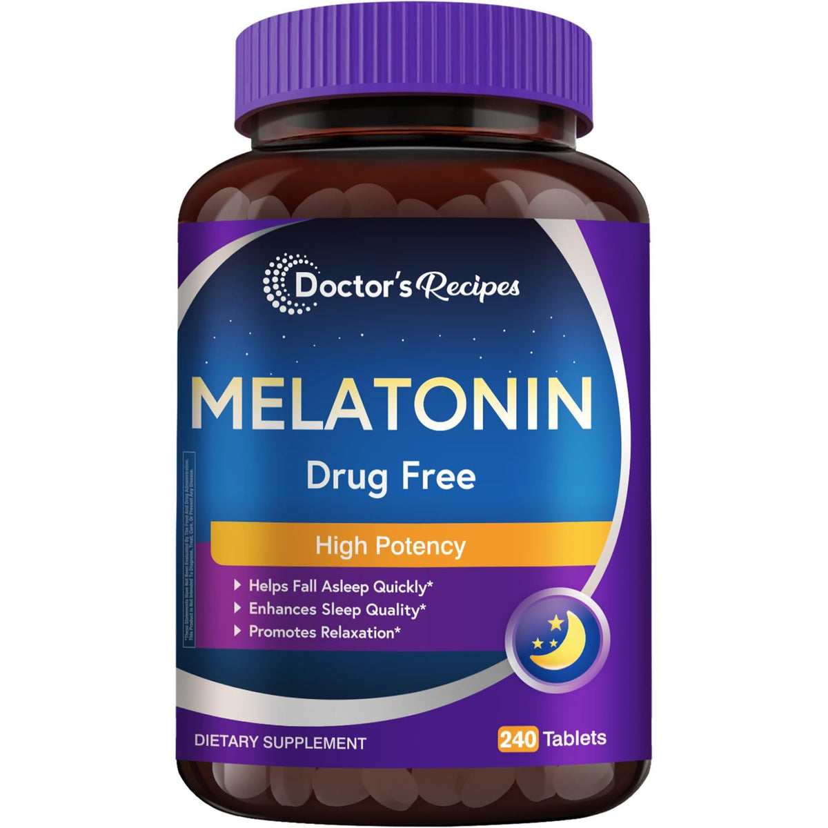 Doctor's Recipes Melatonin 10 mg tablets front view, 240 count