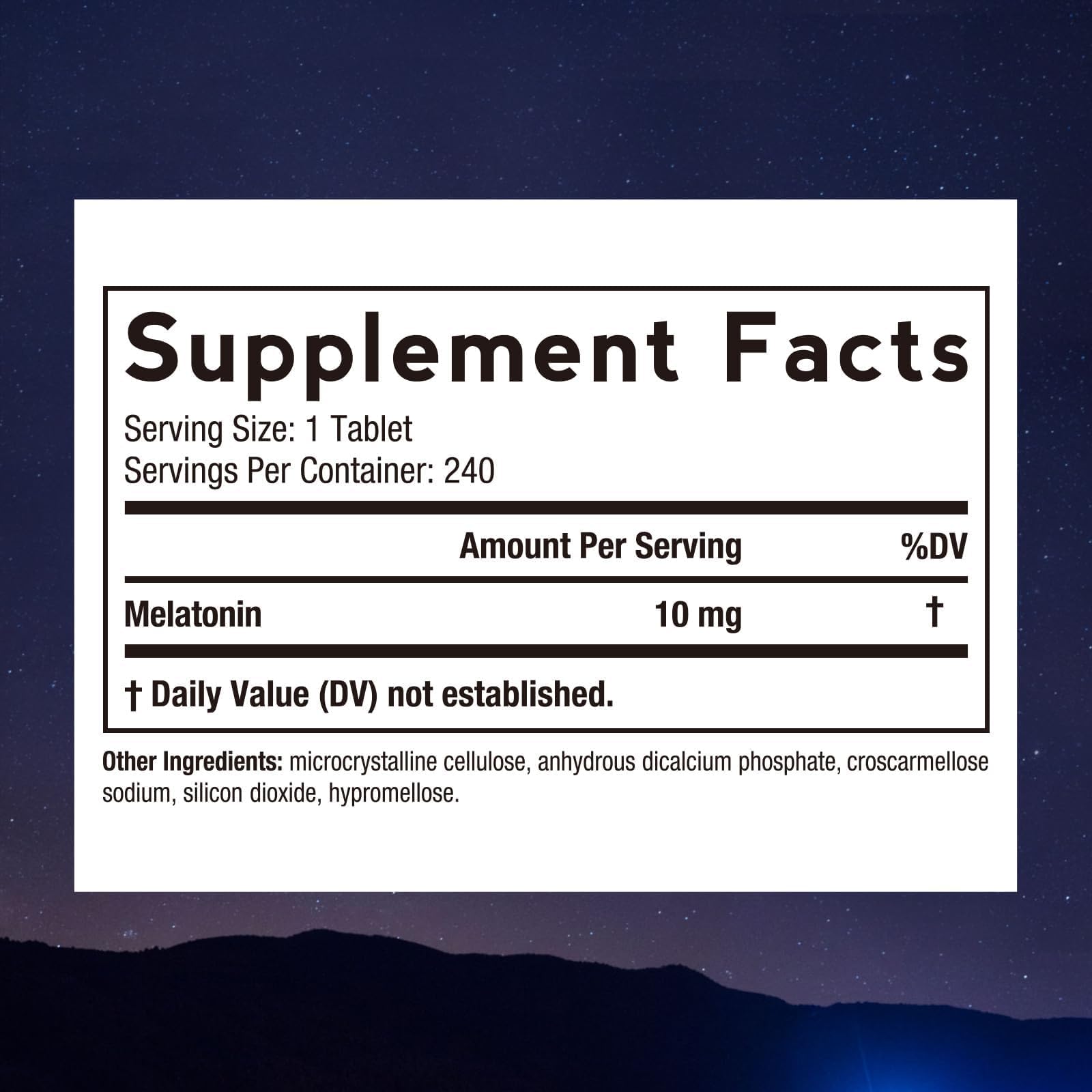 Doctor's Recipes Melatonin 10 mg tablets side view, showing packaging
