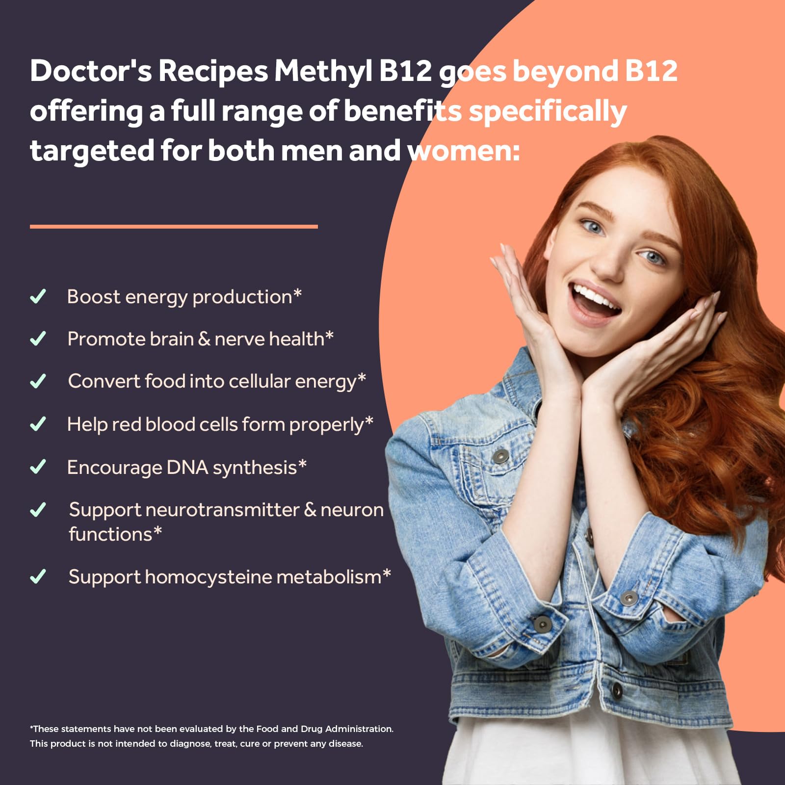 Doctor's Recipes Methyl B12 5000 mcg tablets on a wooden table