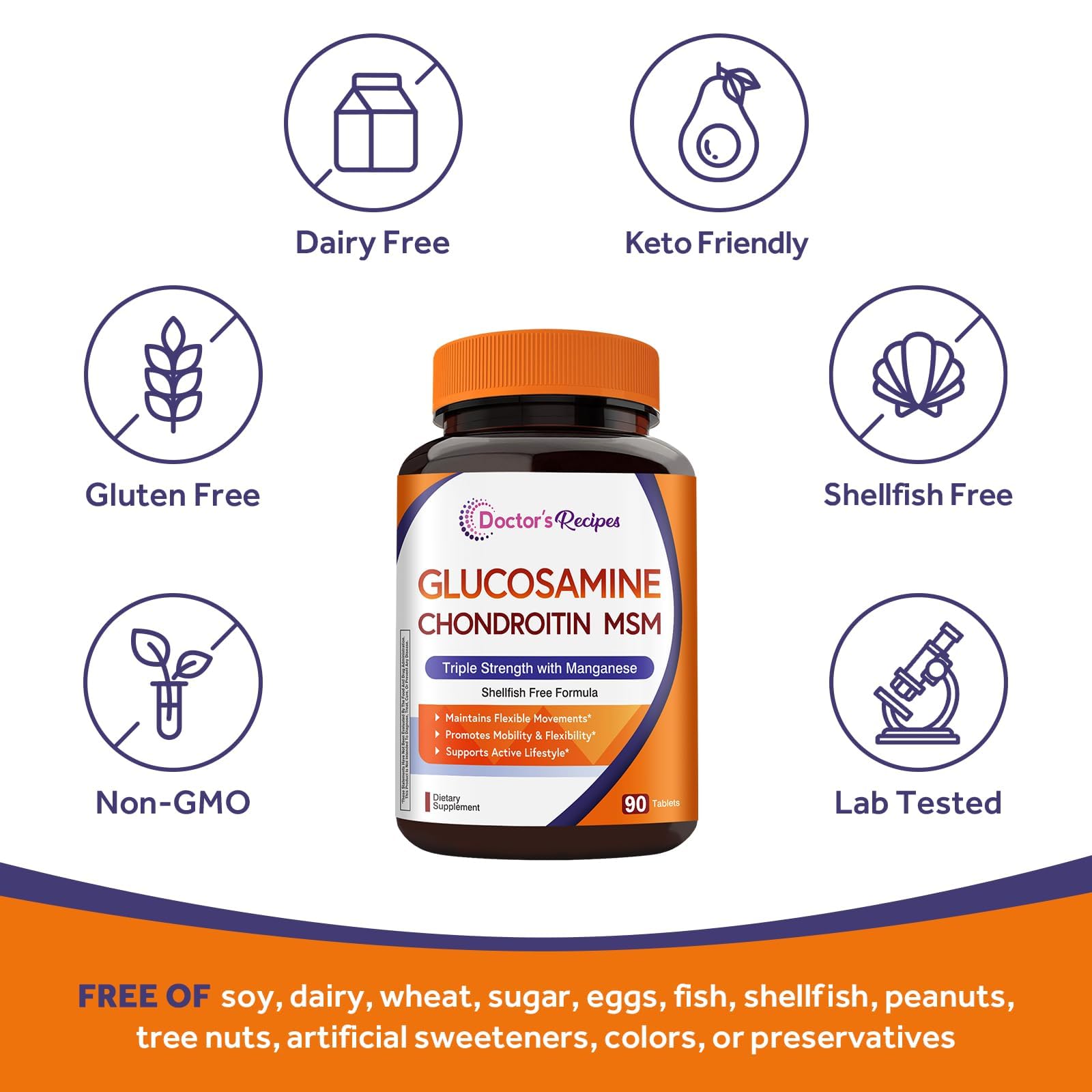 Doctor's Recipes Mobility Support 4-in-1 Glucosamine Complex capsule close-up