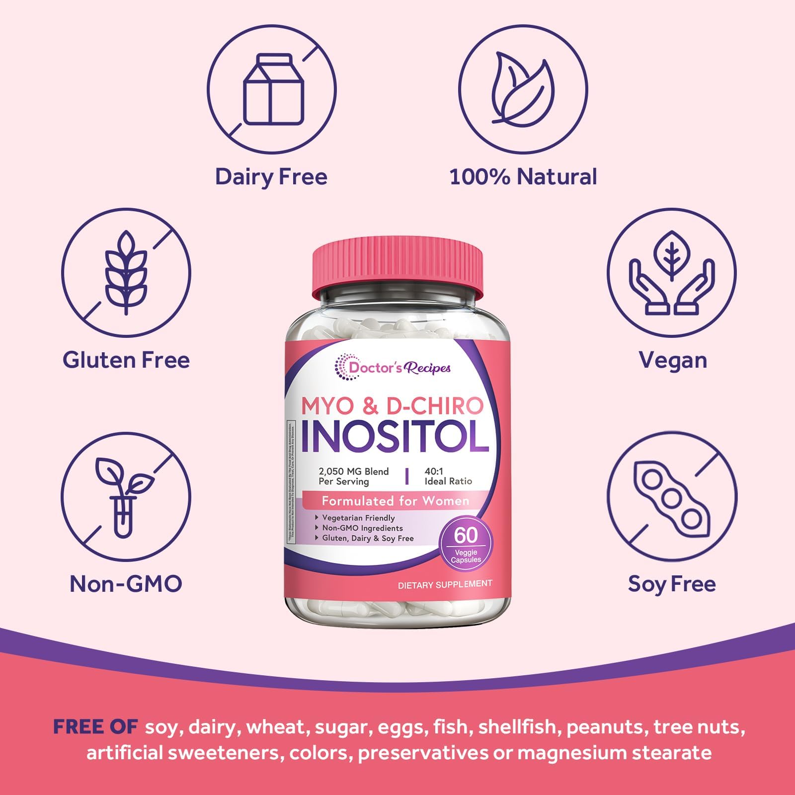 Doctor's Recipes Myo & D-Chiro Inositol Supplement back view
