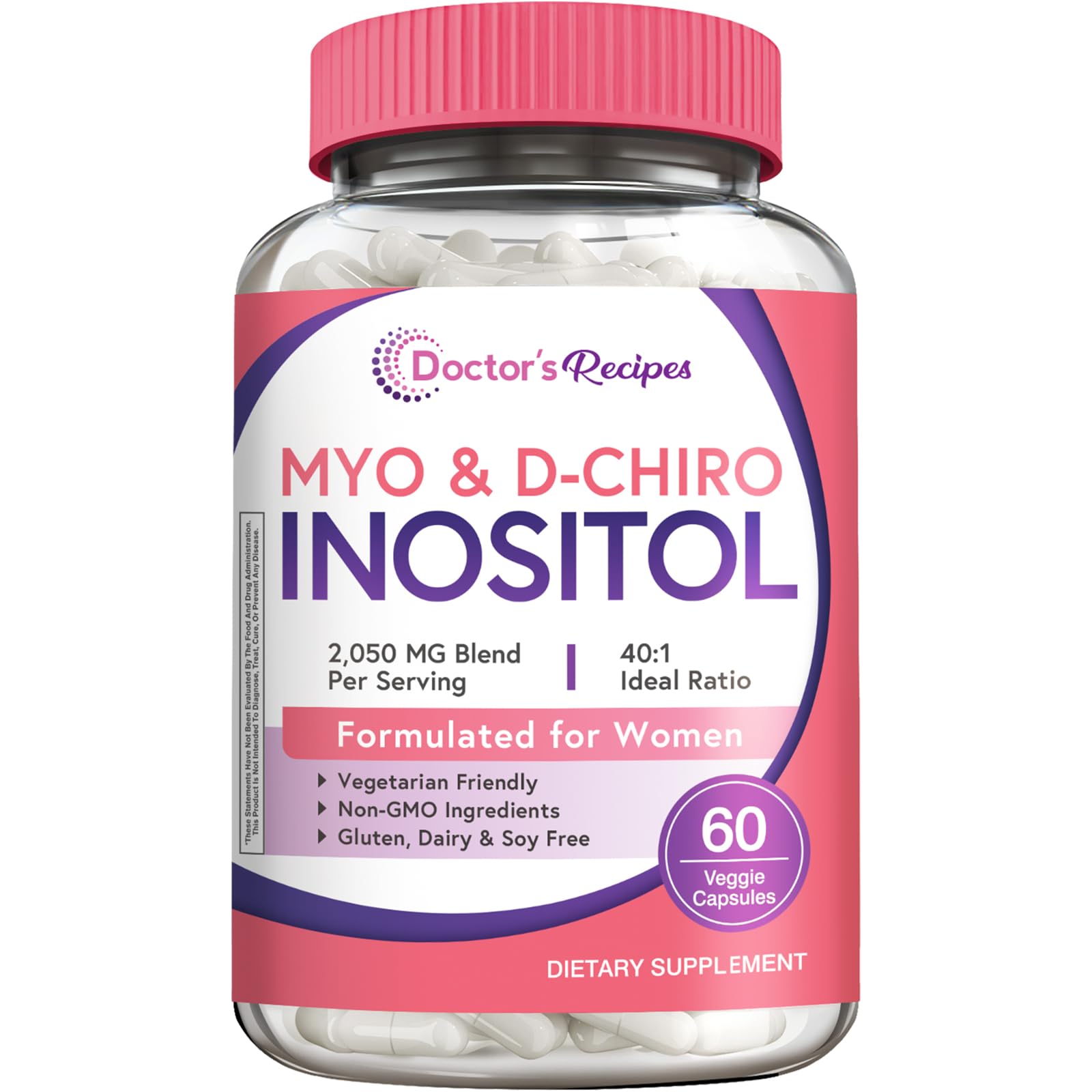 Doctor's Recipes Myo & D-Chiro Inositol Supplement front view with packaging