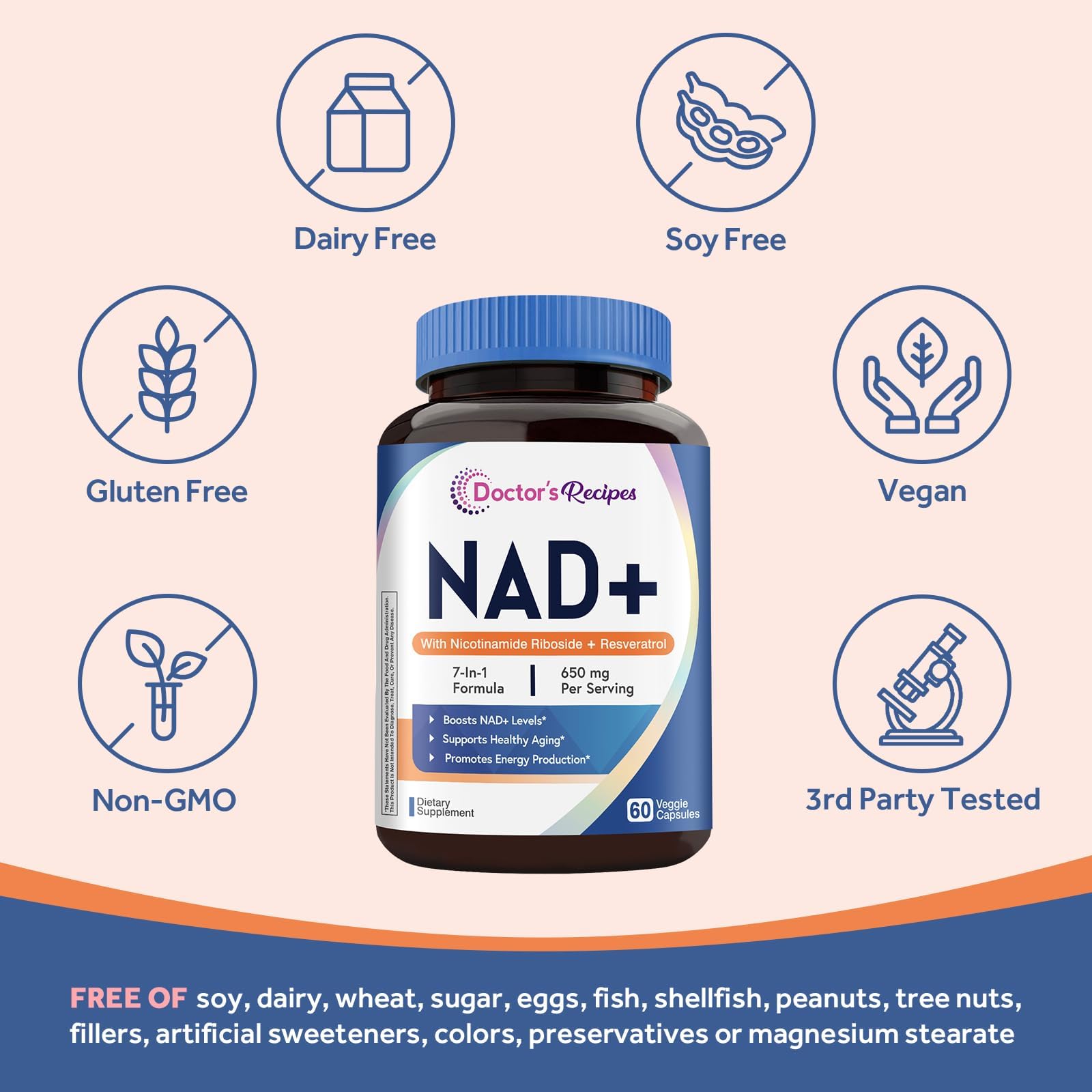 Doctor's Recipes NAD Supplement 200mg capsule close-up