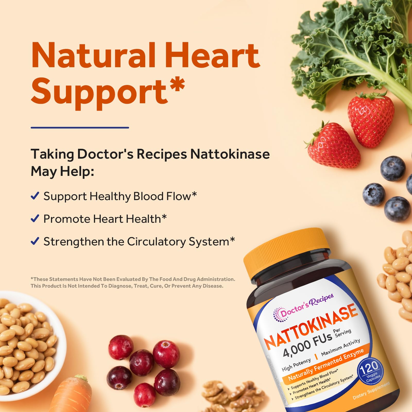 Doctor's Recipes Nattokinase Supplement 4000 FU capsule close-up