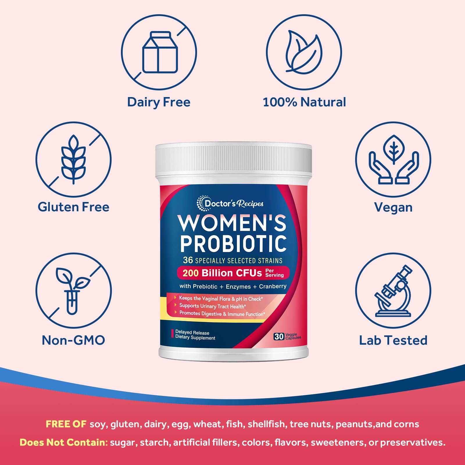 Doctor's Recipes Women's Probiotic 200 Billion ingredients list