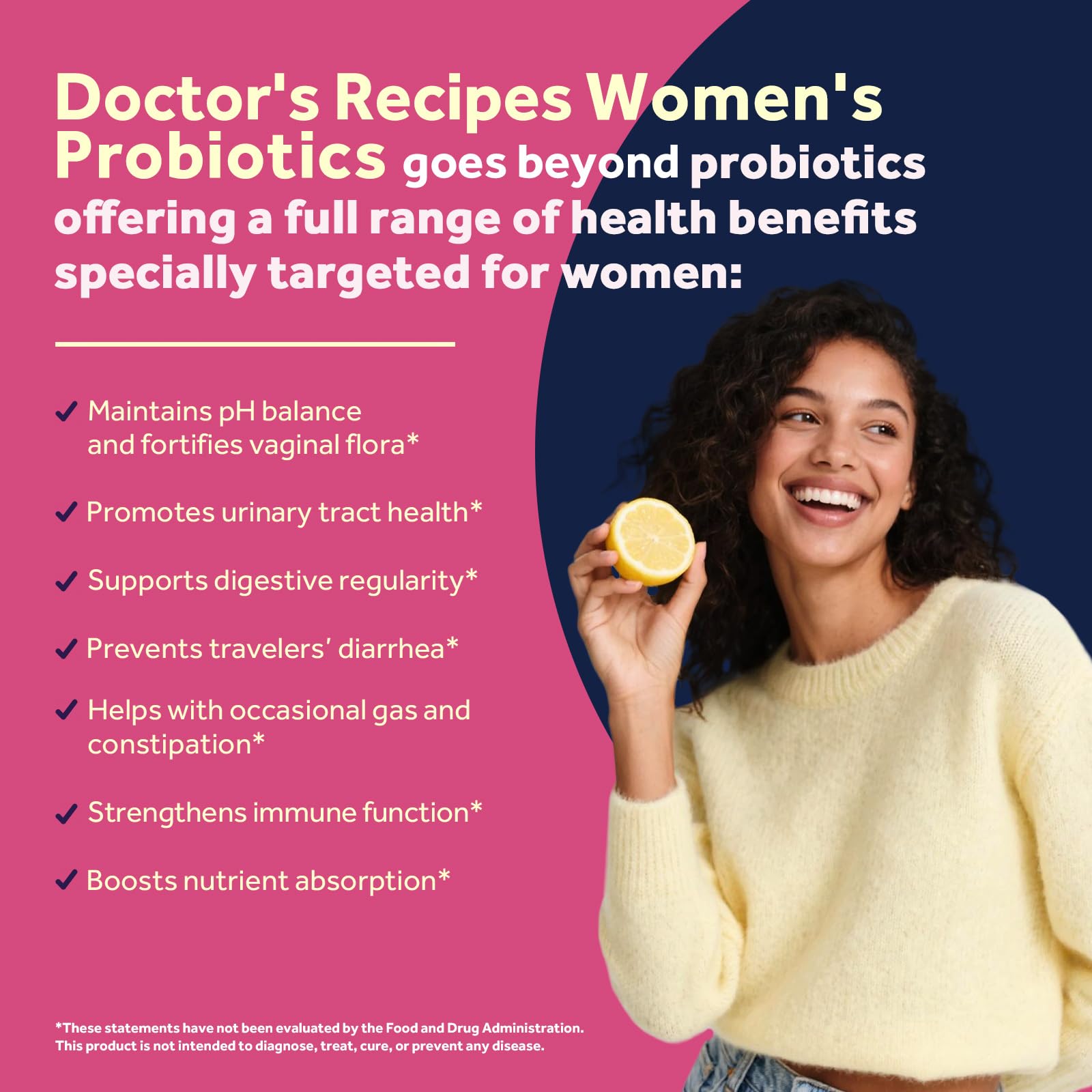 Doctor's Recipes Women's Probiotics 100 Billion CFUs bottle with cap