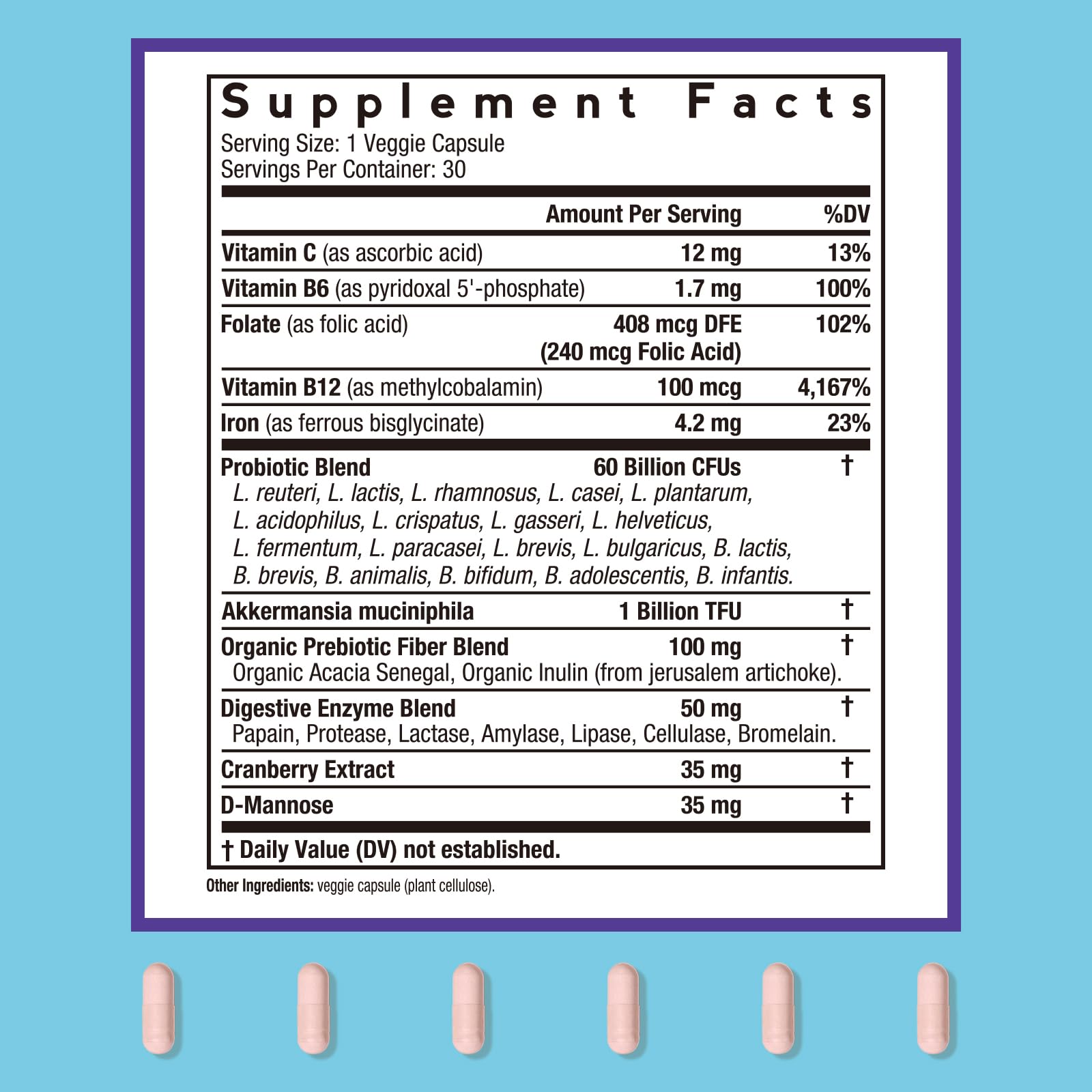 Doctor's Recipes Women's Probiotics 60 Billion CFU side view