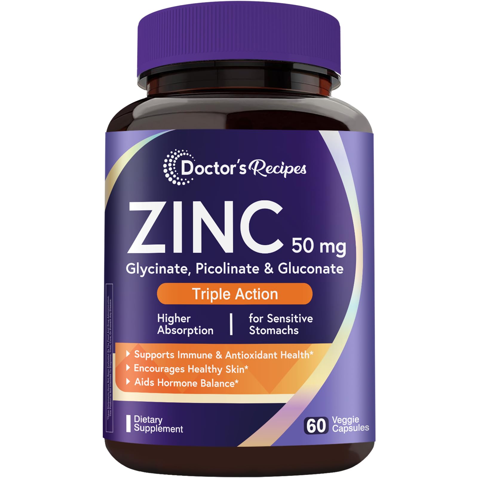Doctor's Recipes Zinc 50 mg capsule bottle front view
