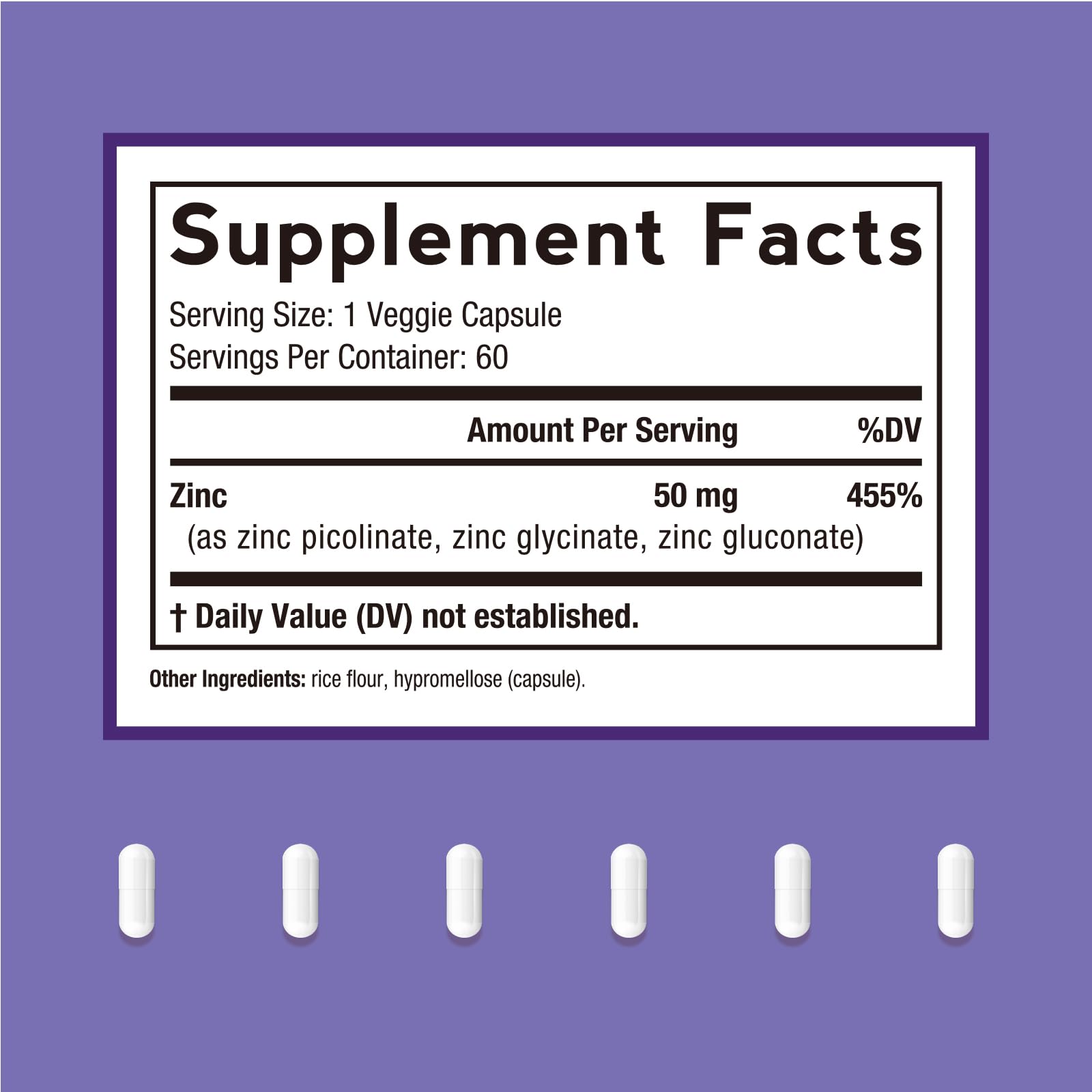 Doctor's Recipes Zinc 50 mg capsule bottle side view